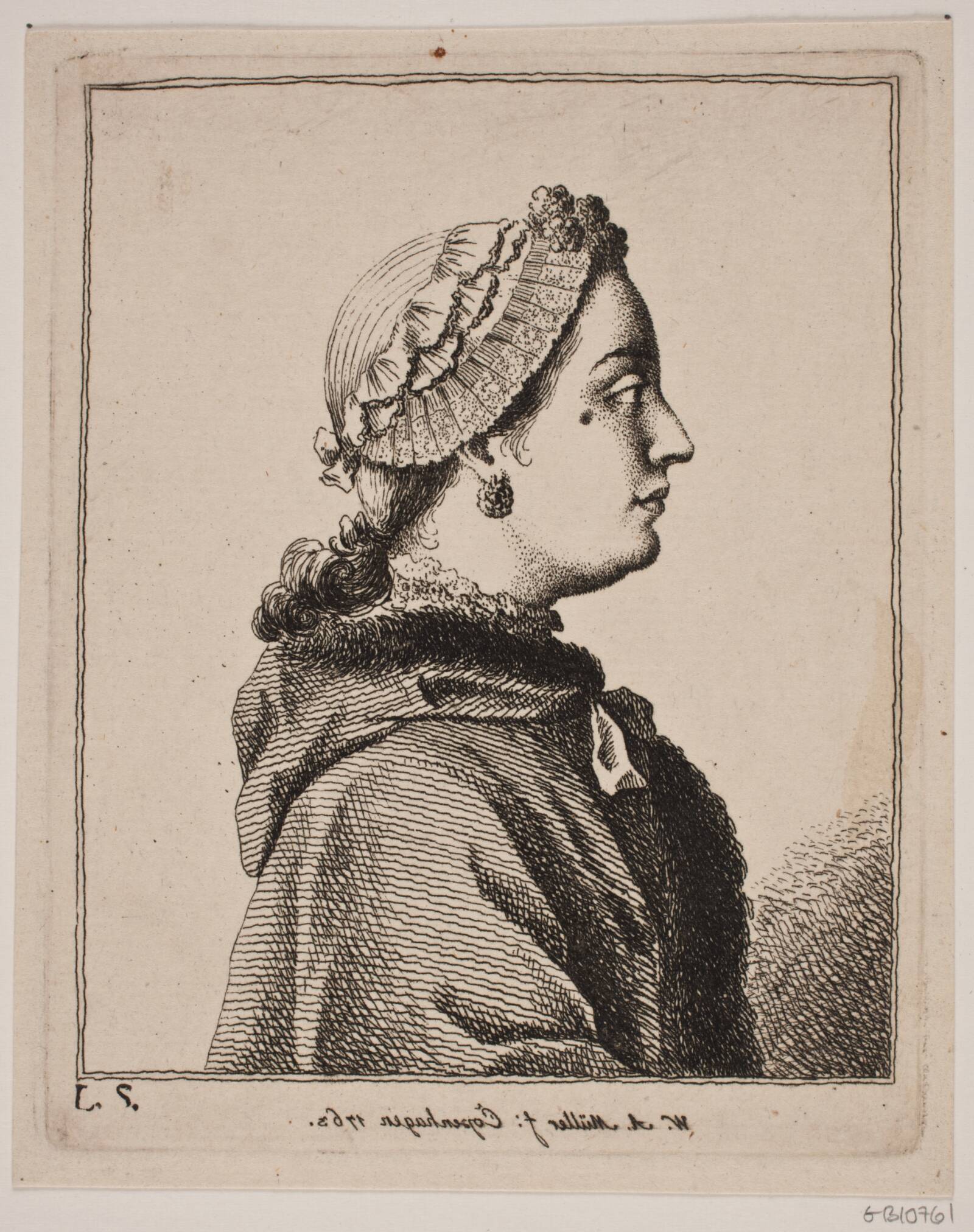 En yngre Dame i Profil, W.A. Müller, 1763