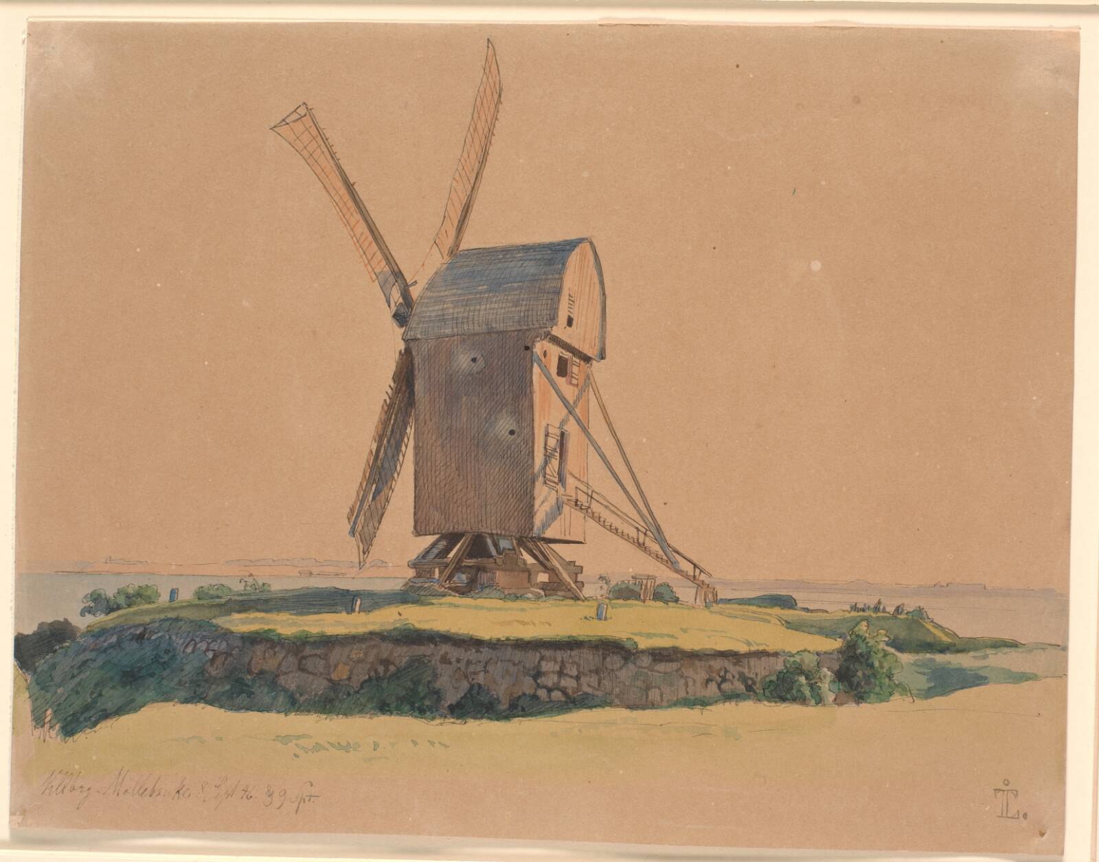 Stubmølle ved Kalundborg, Johan Thomas Lundbye, 1846