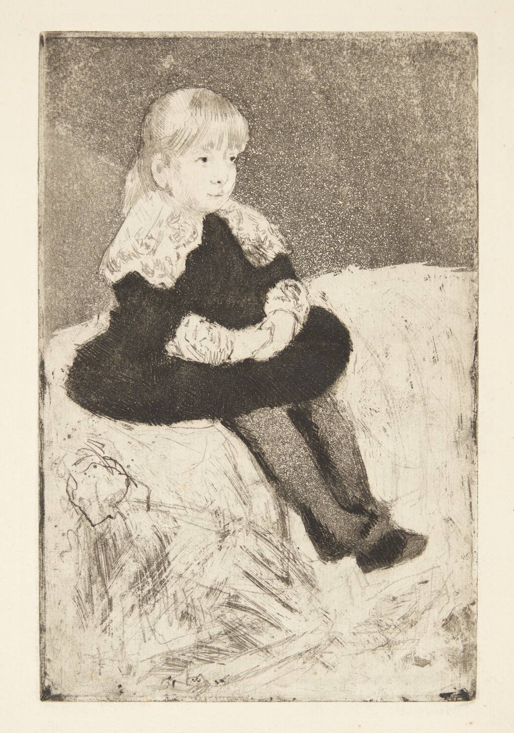 Mademoiselle Luguet siddende på en sofa by Mary Cassatt
