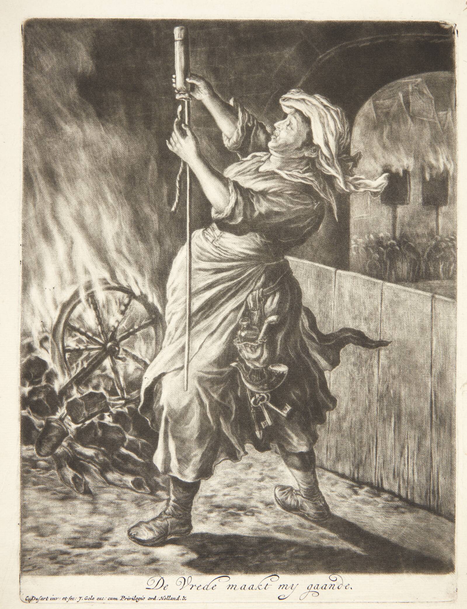 Kvinde med en raket, Cornelis Dusart, 1695