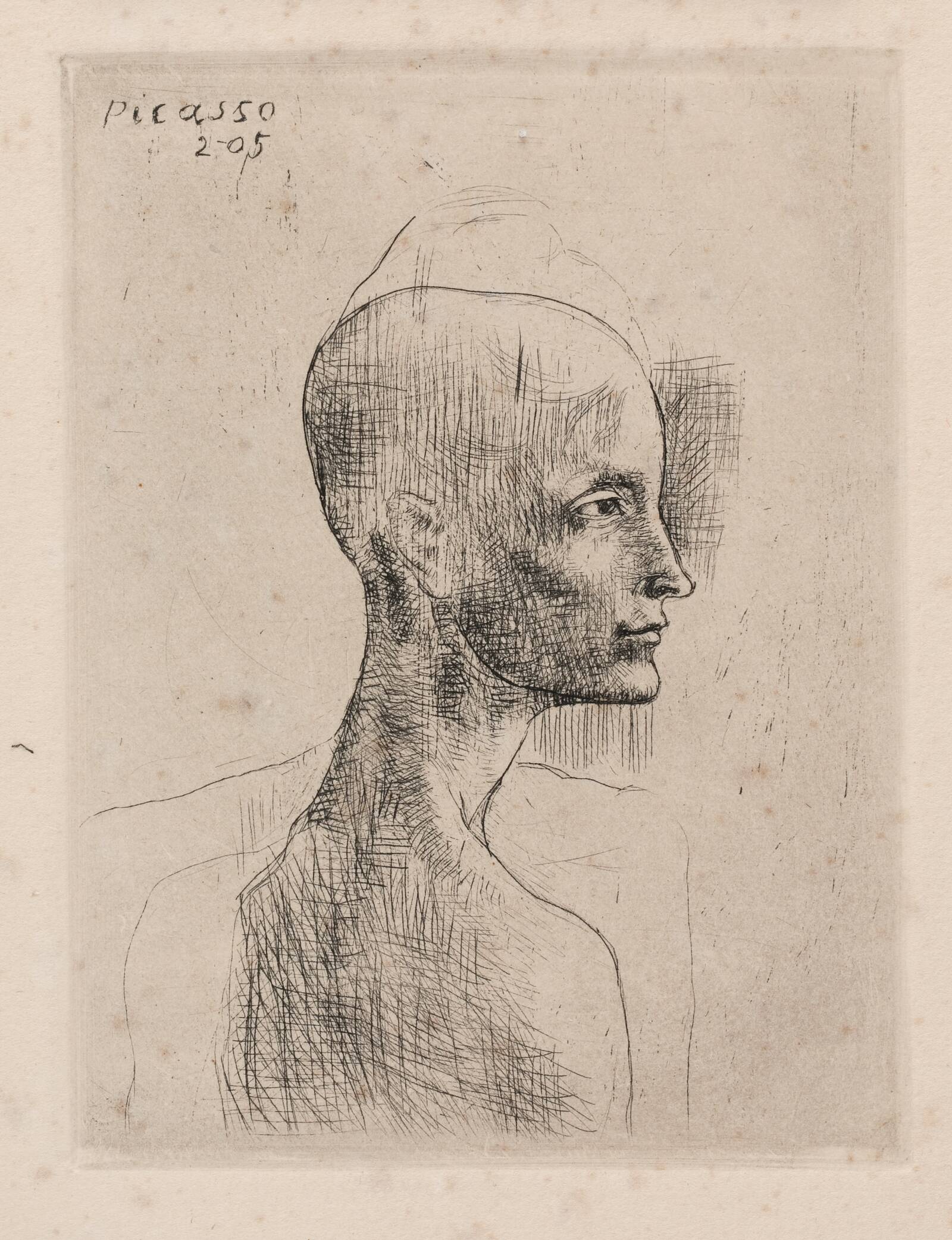 Brystbillede af en mand, Pablo Picasso, 1905