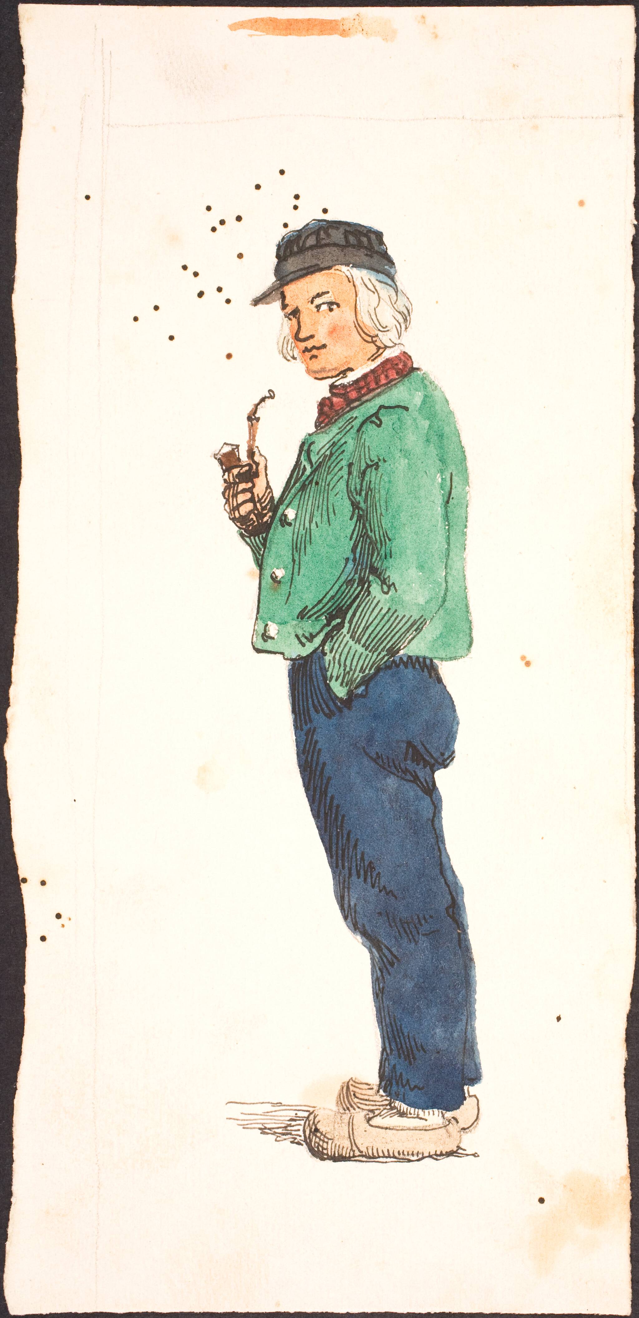 rester Kunde brysomme Piberygende mand i træsko, 1842 – 1846, Lorenz Frølich | SMK Open