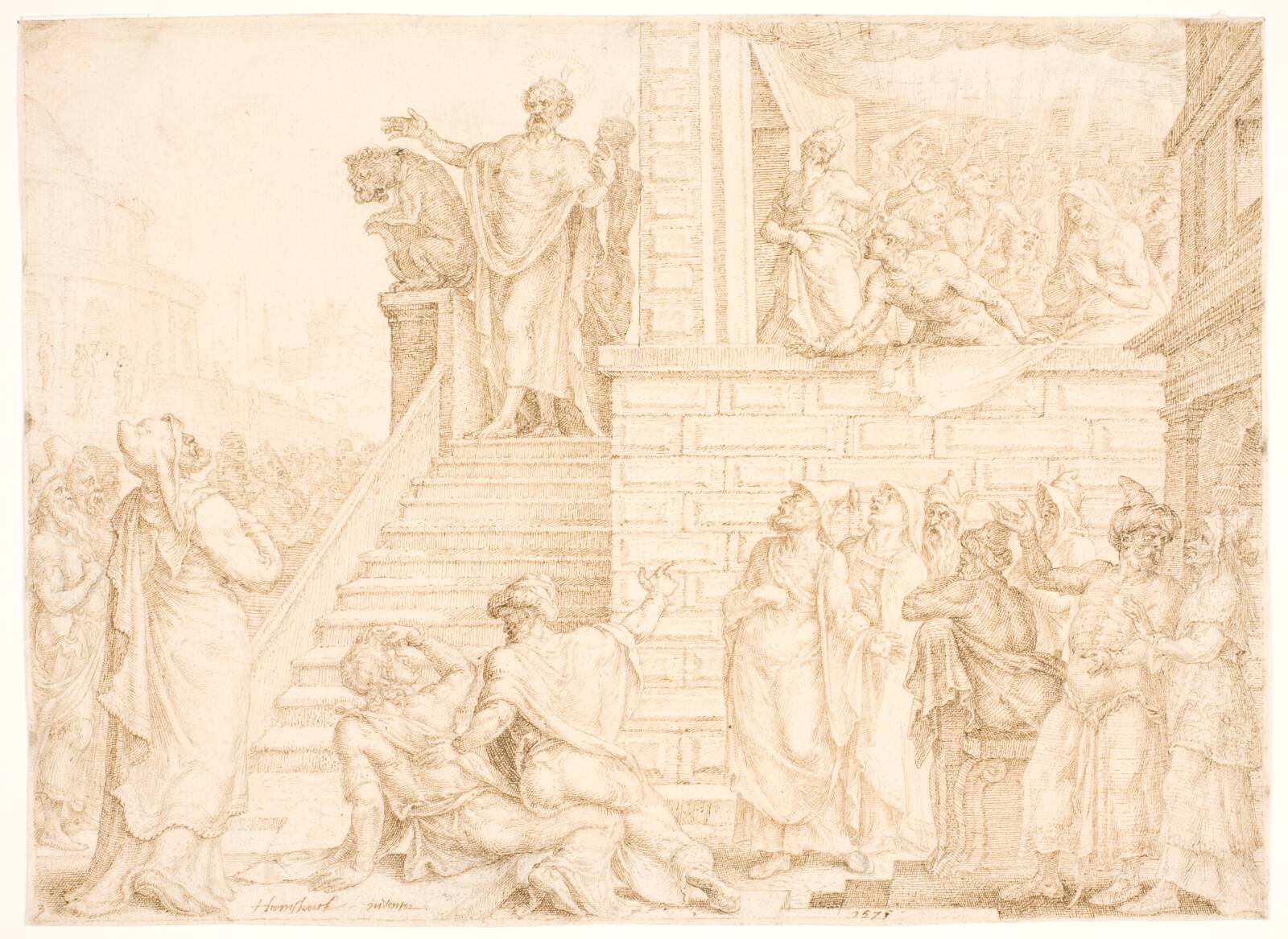 Peter prædiker i Jerusalem, Maarten van Heemskerck, 1571