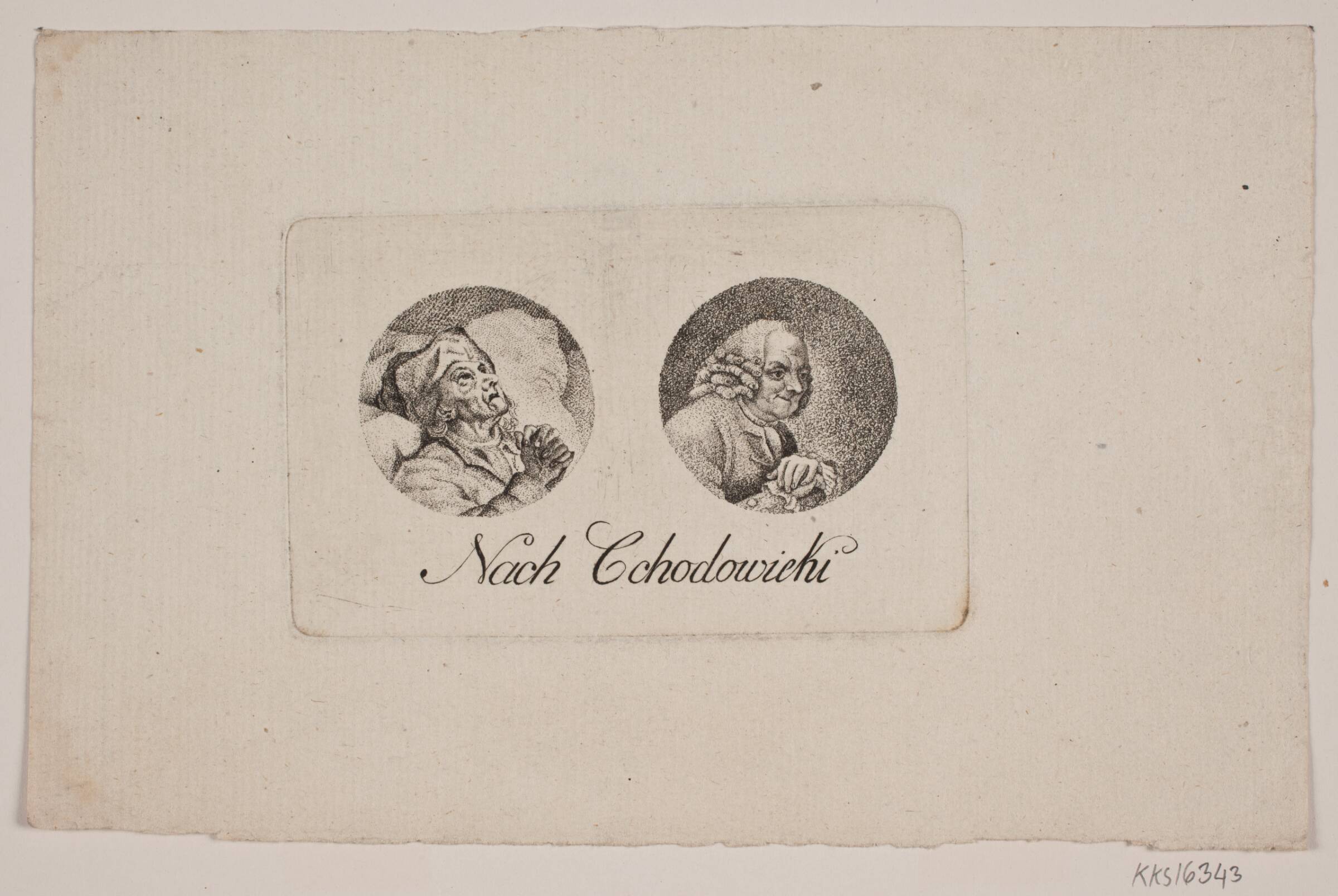 Blad med to tondoportrætter, Gerhard Ludvig Lahde, 1765-1833