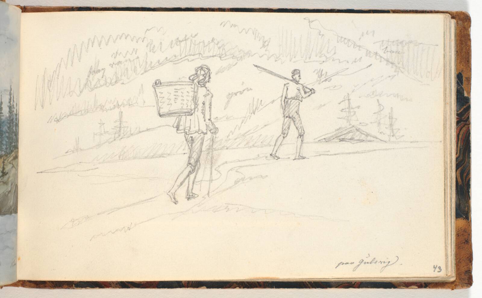 Vandrere i et landskab. Gulsvik, Norge, Martinus Rørbye, 1832