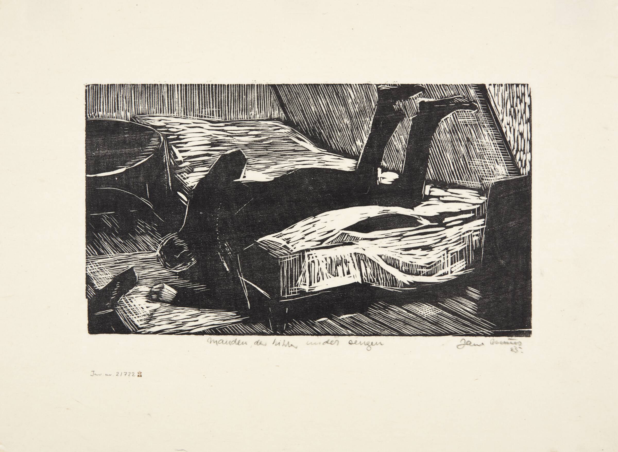 Manden, der kigger under sengen, Jane Muus, 1955