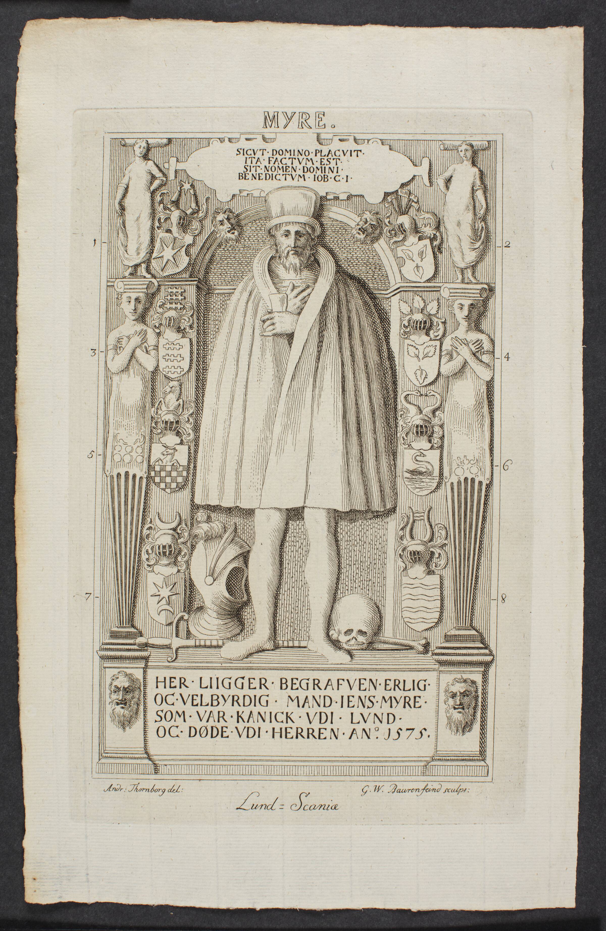 Jens Myres gravsten, Georg Vilhelm Baurenfeind, 1750-1755