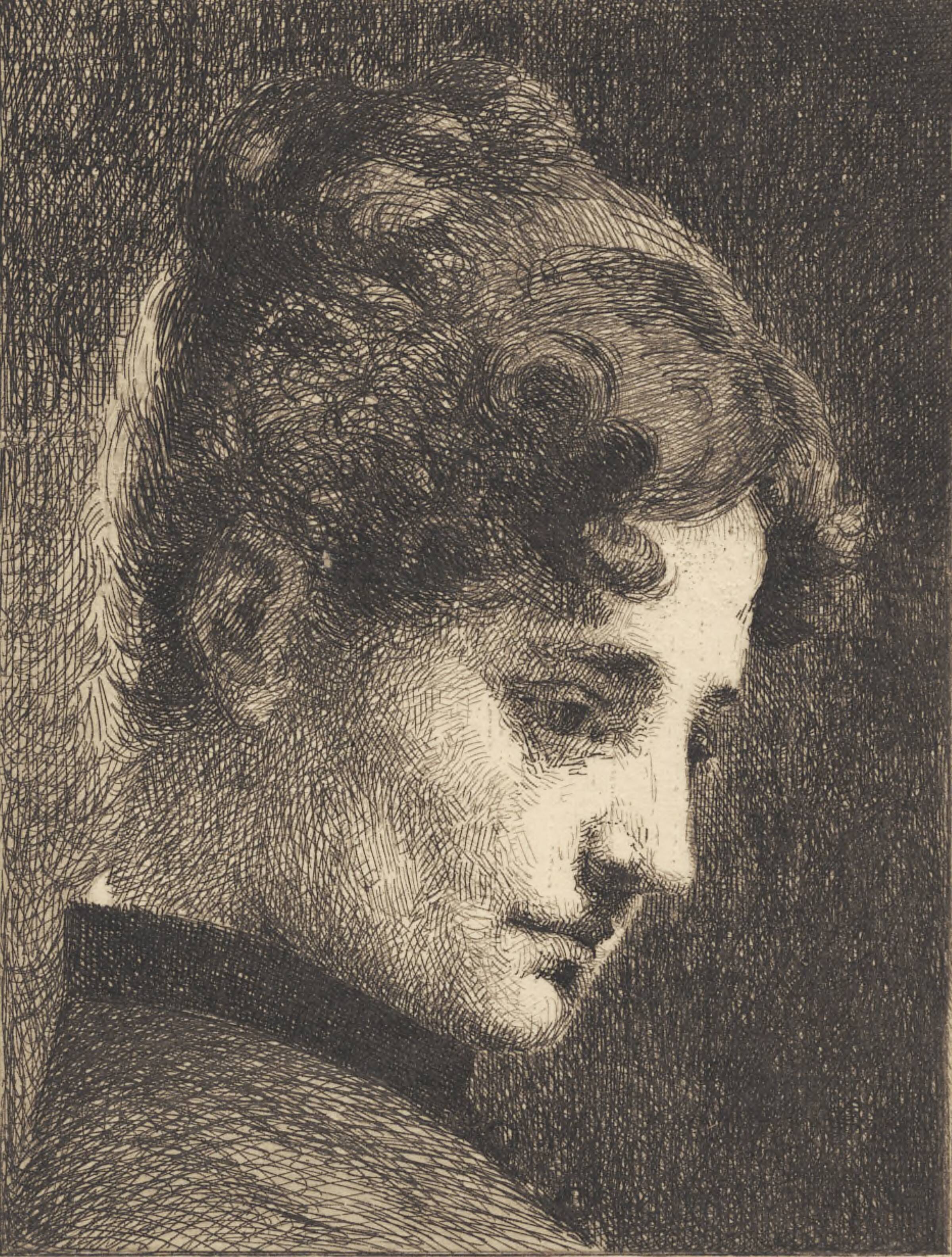 Profilhoved af en ung pige, vendt mod højre, Frans Schwartz, 1887