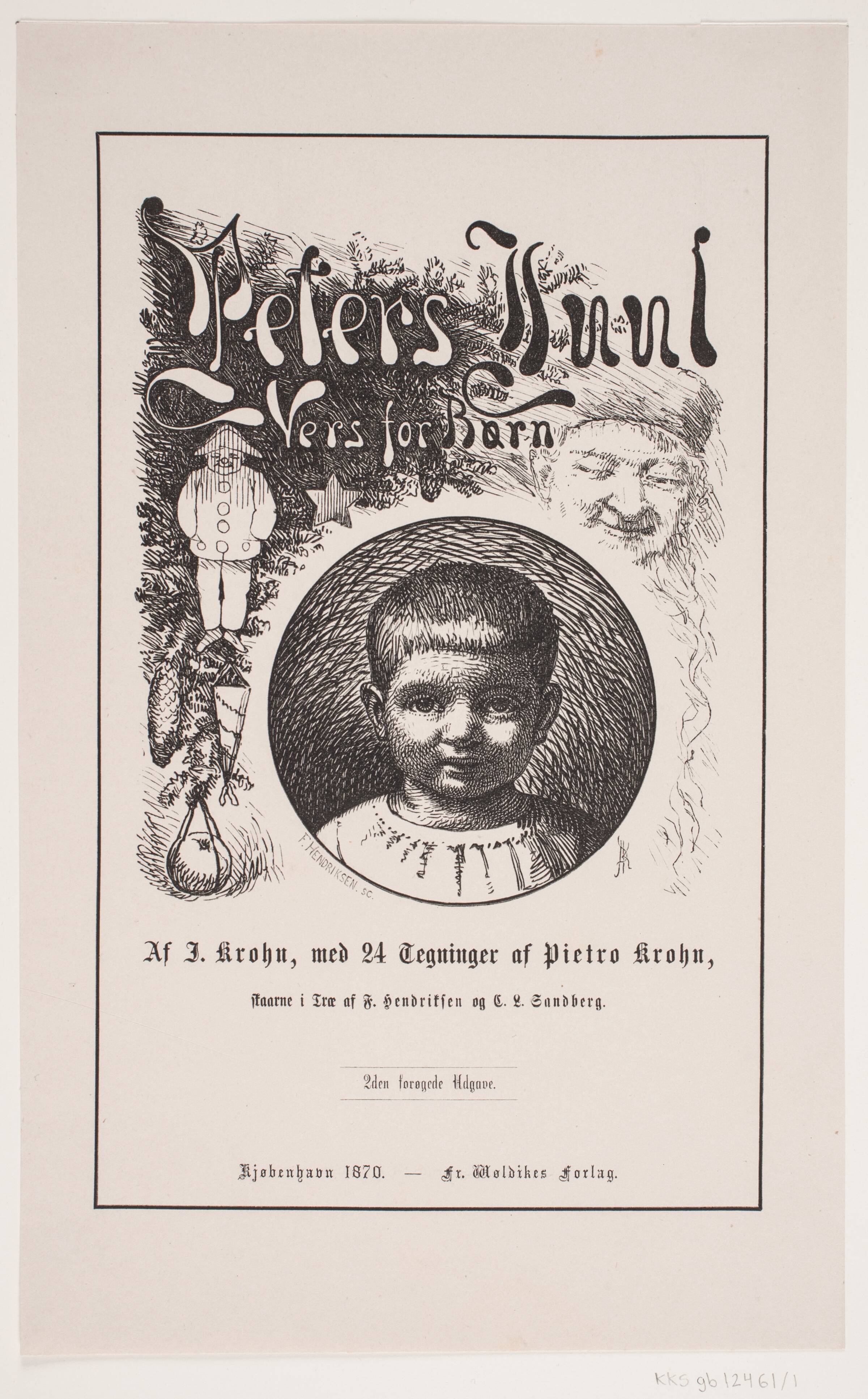 Titelblad til Johan Krohn, "Peters jul", F. Hendriksen, 1870