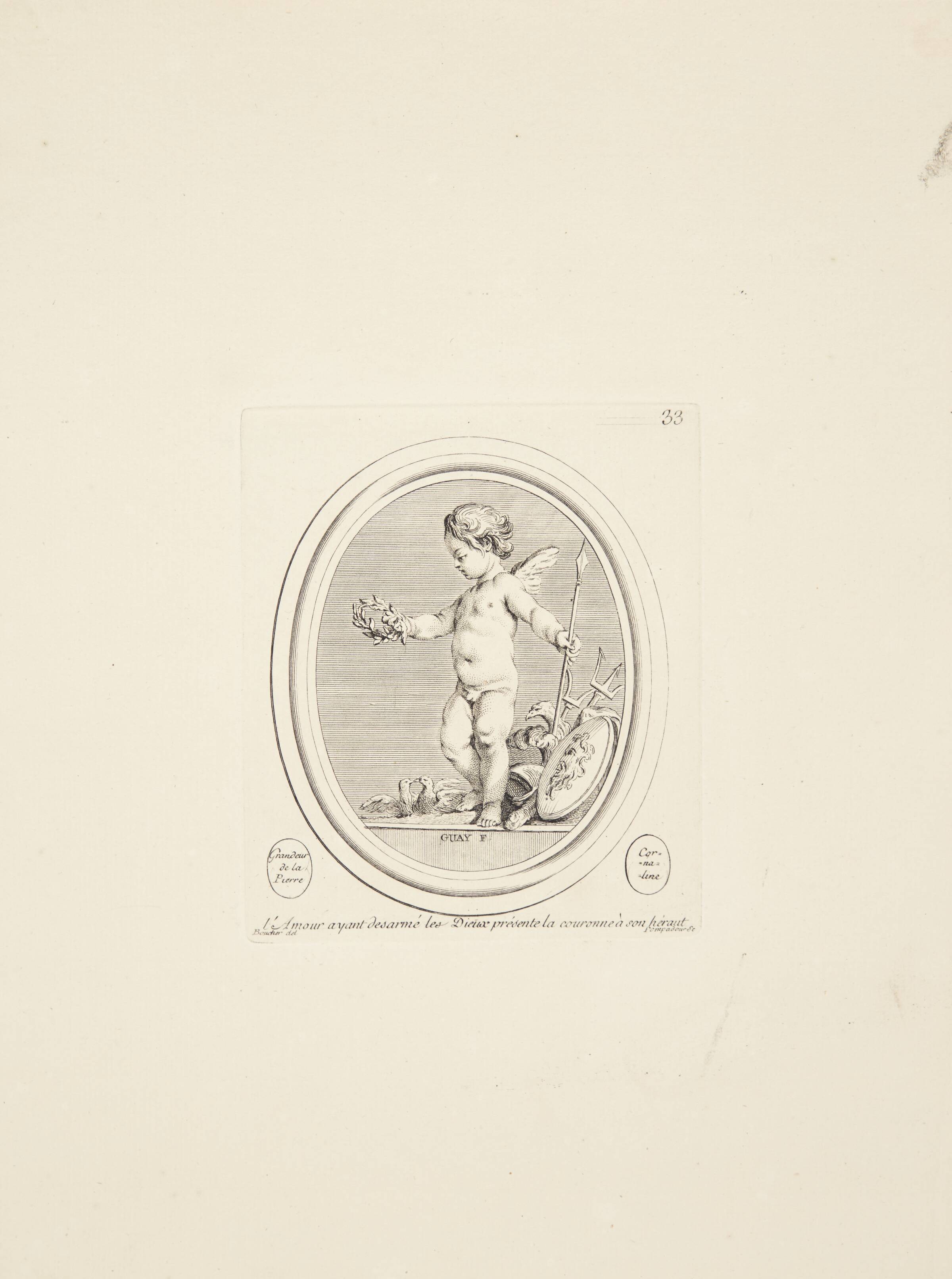 Amor præsenterer kronen til sin budbringer efter at have afvæbnet guderne, Madame de Pompadour, 1753-1757