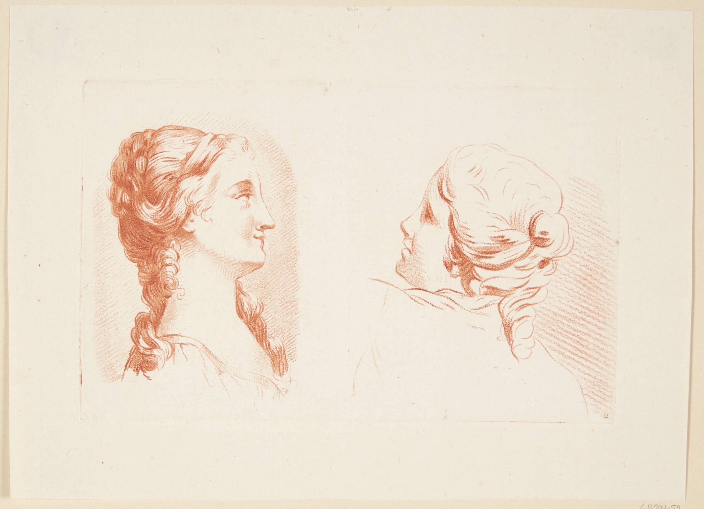 Studie af to kvindehoveder, Louise-Rosalie Hémery, 1775-1779