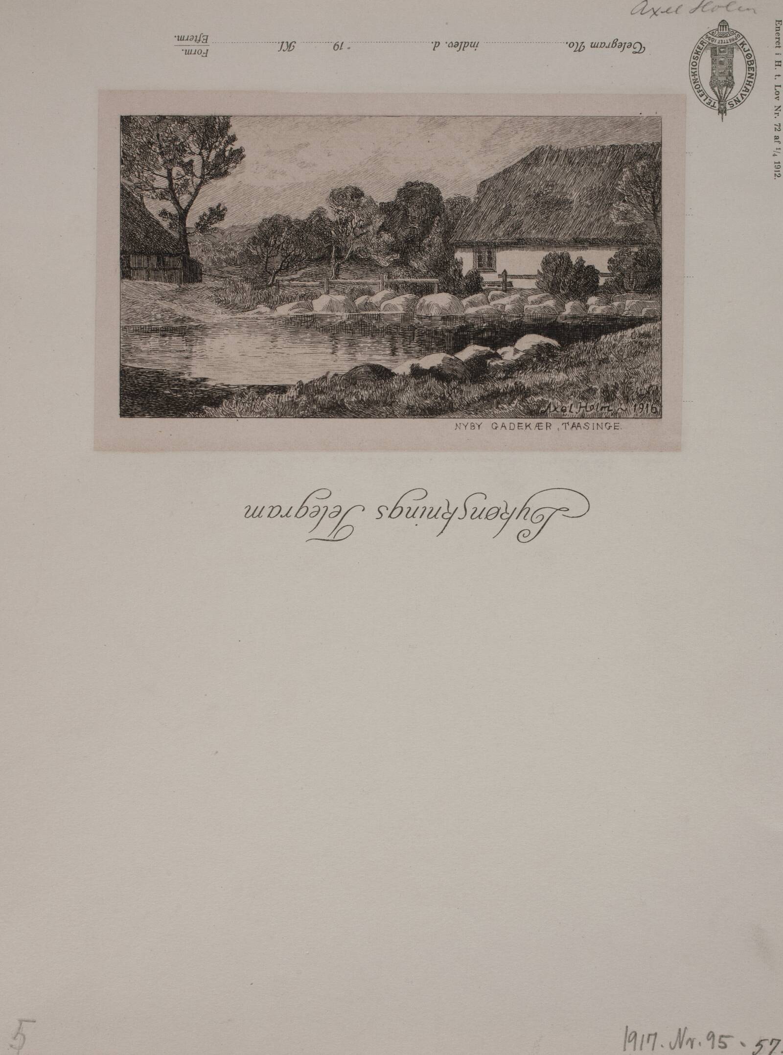 Nyby gadekær i Tåsinge, Axel Holm, 1916