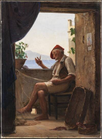 En fisker på en loggia