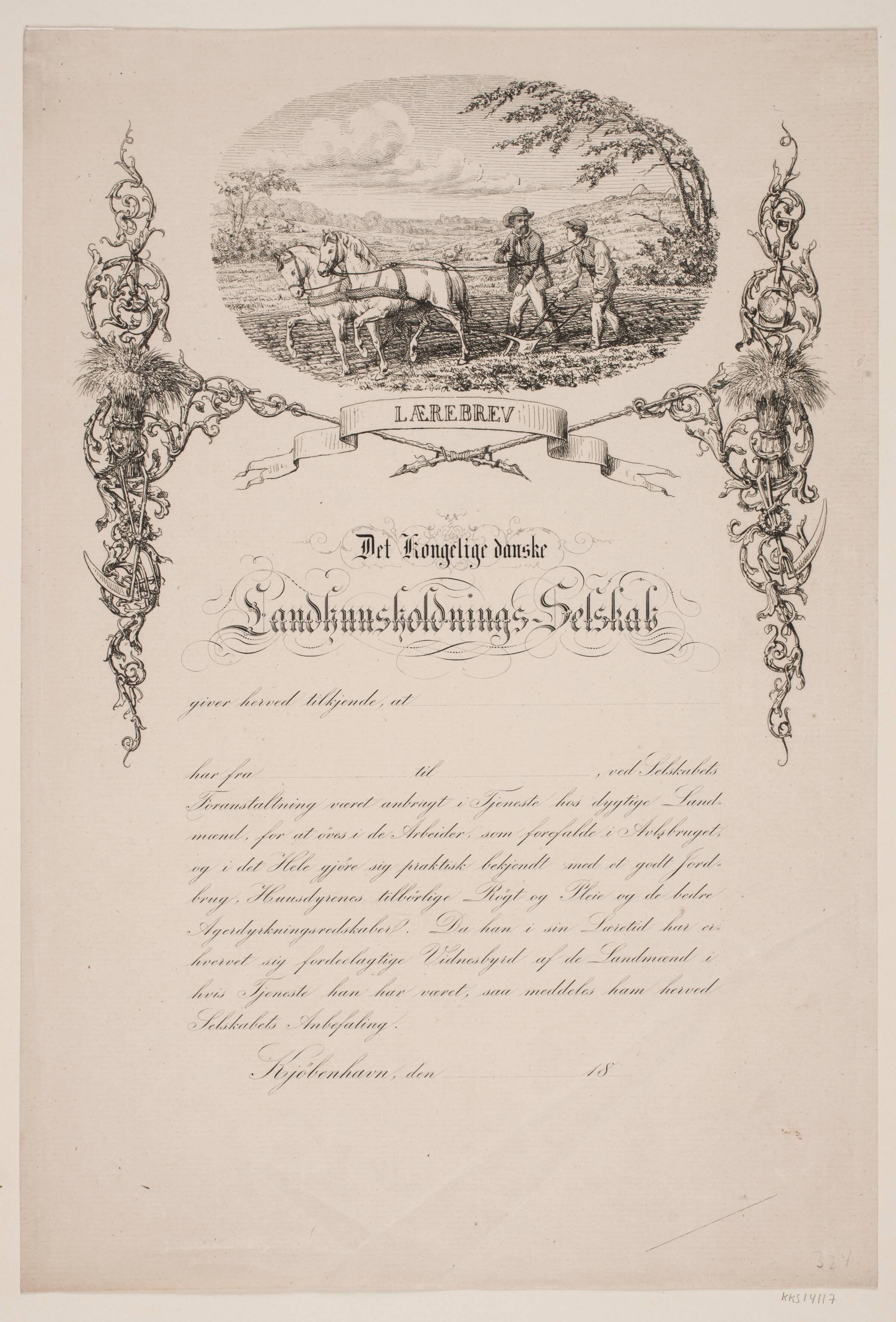 Lærebrev til Det Kongelige Landhusholdningsselskab, Jørgen V. Sonne, 1801-1890