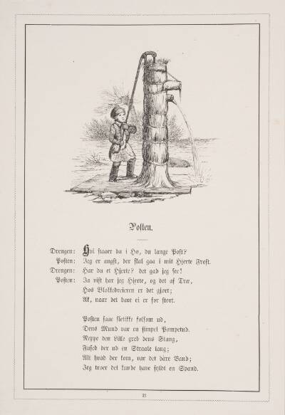 Posten. Illustration til H.V. Kaalund, "Fabler for Børn"