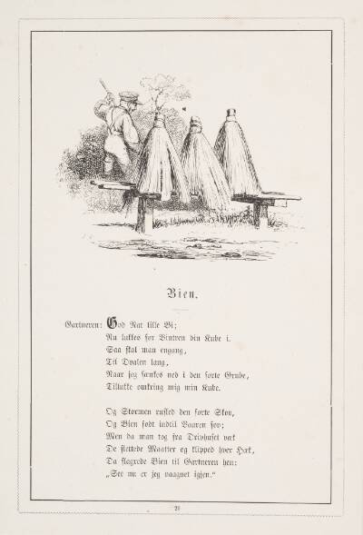 Bien. Illustration til H.V. Kaalund, "Fabler for Børn"