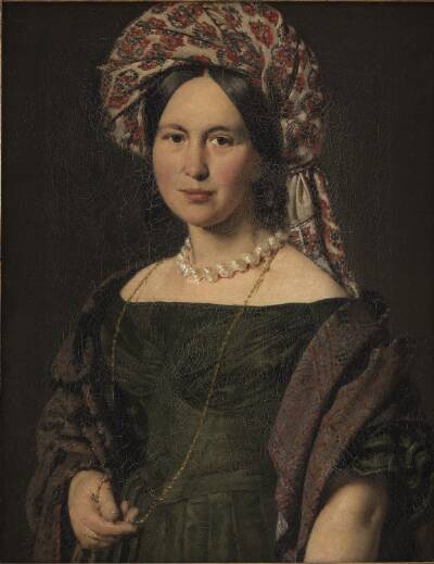 Cathrine Jensen, f. Lorenzen, kunstnerens hustru med turban