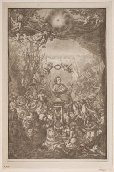 Buste af Frederik V. Titelblad til ""Auserlesene Schnecken, Muscheln und Schalthiere ..."