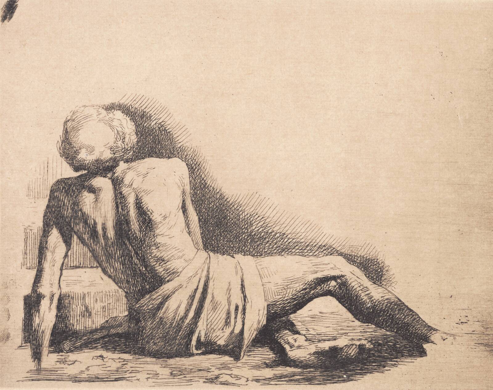 Prøveplade: Liggende mand, Frans Schwartz, 1901