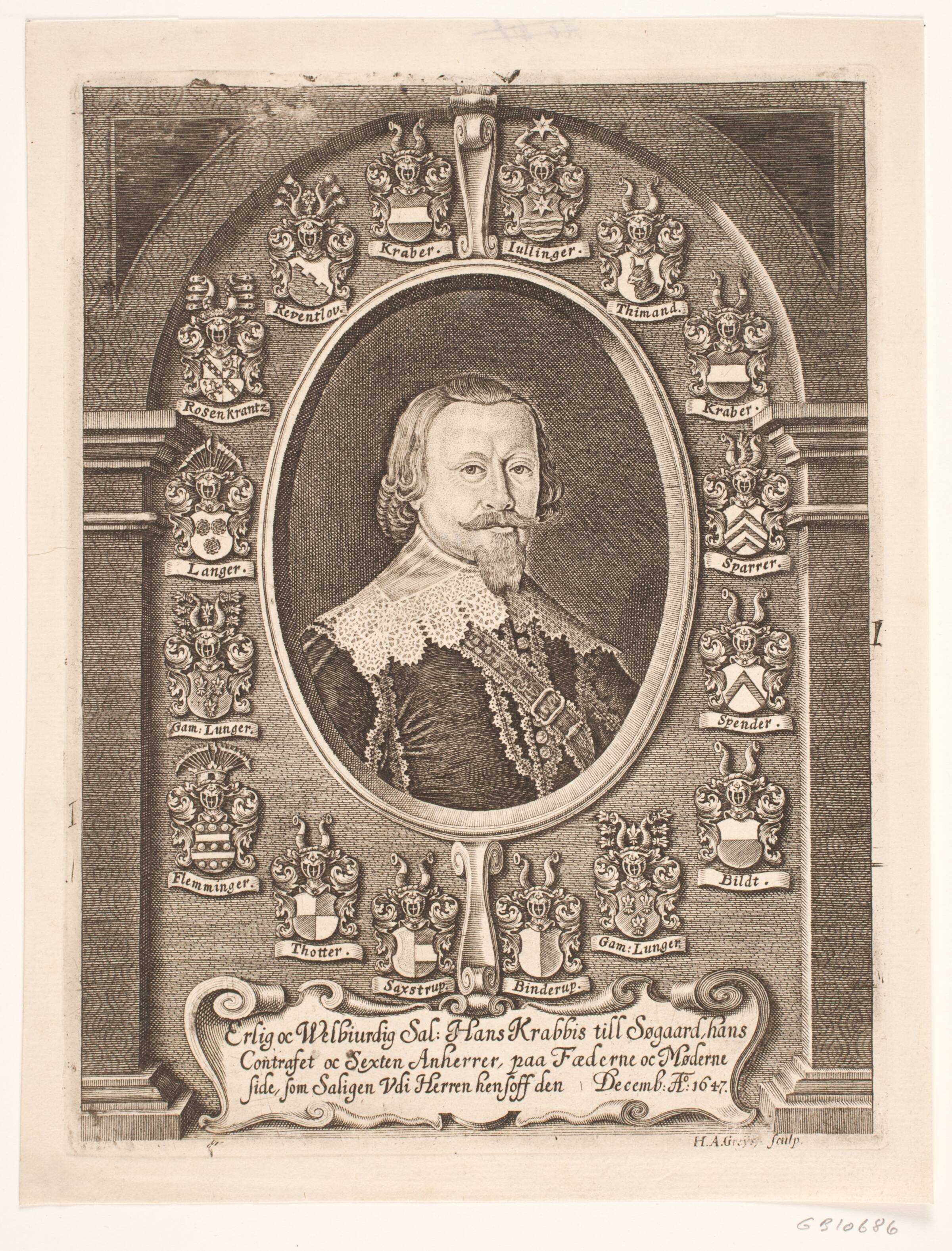 Hans Krabbe til Søgård. Fra en ligprædiken 1648, Hans Andreas Greys, 1648