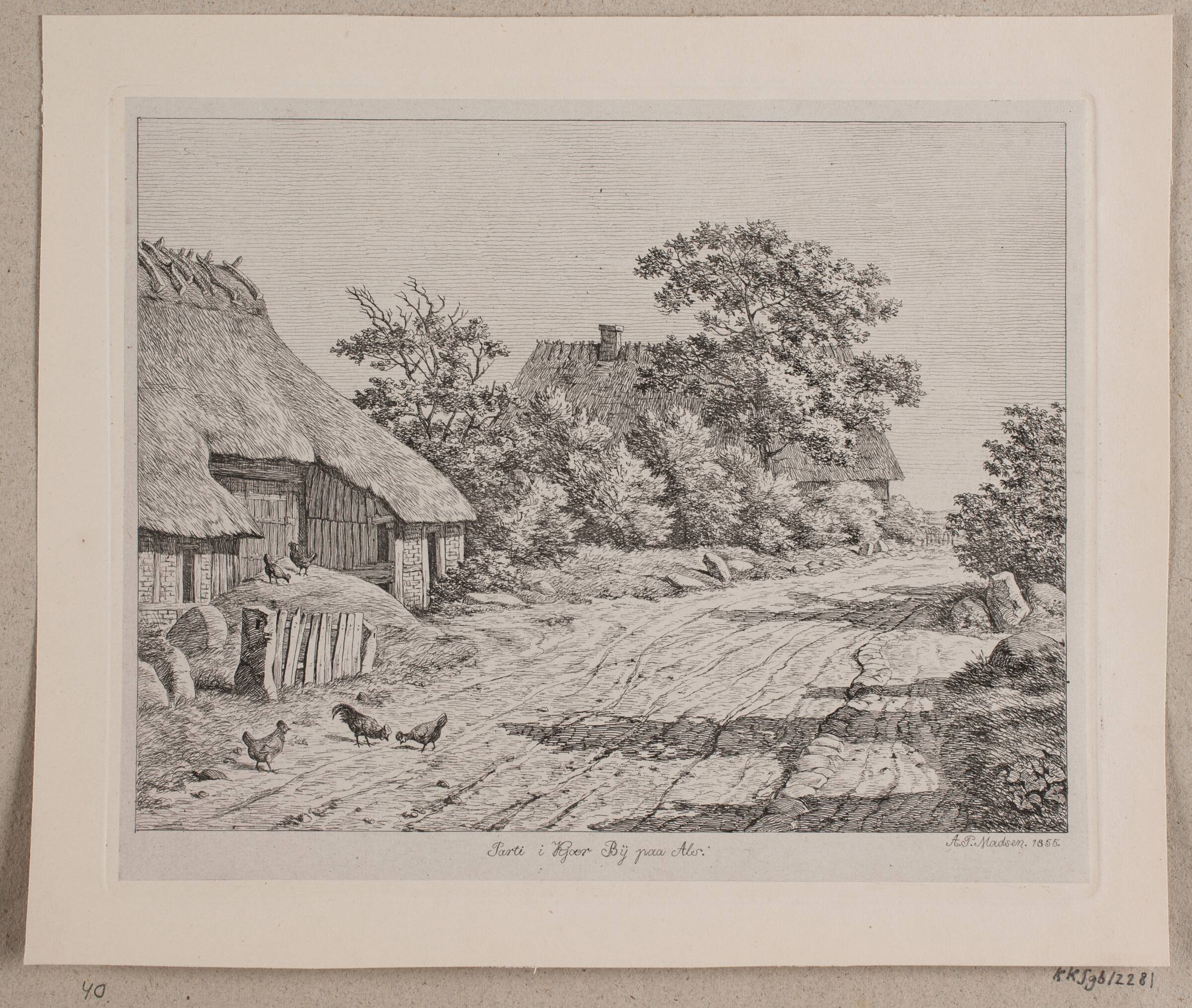 Udkanten af Kjær by på Als, Madsen, A.P., 1855