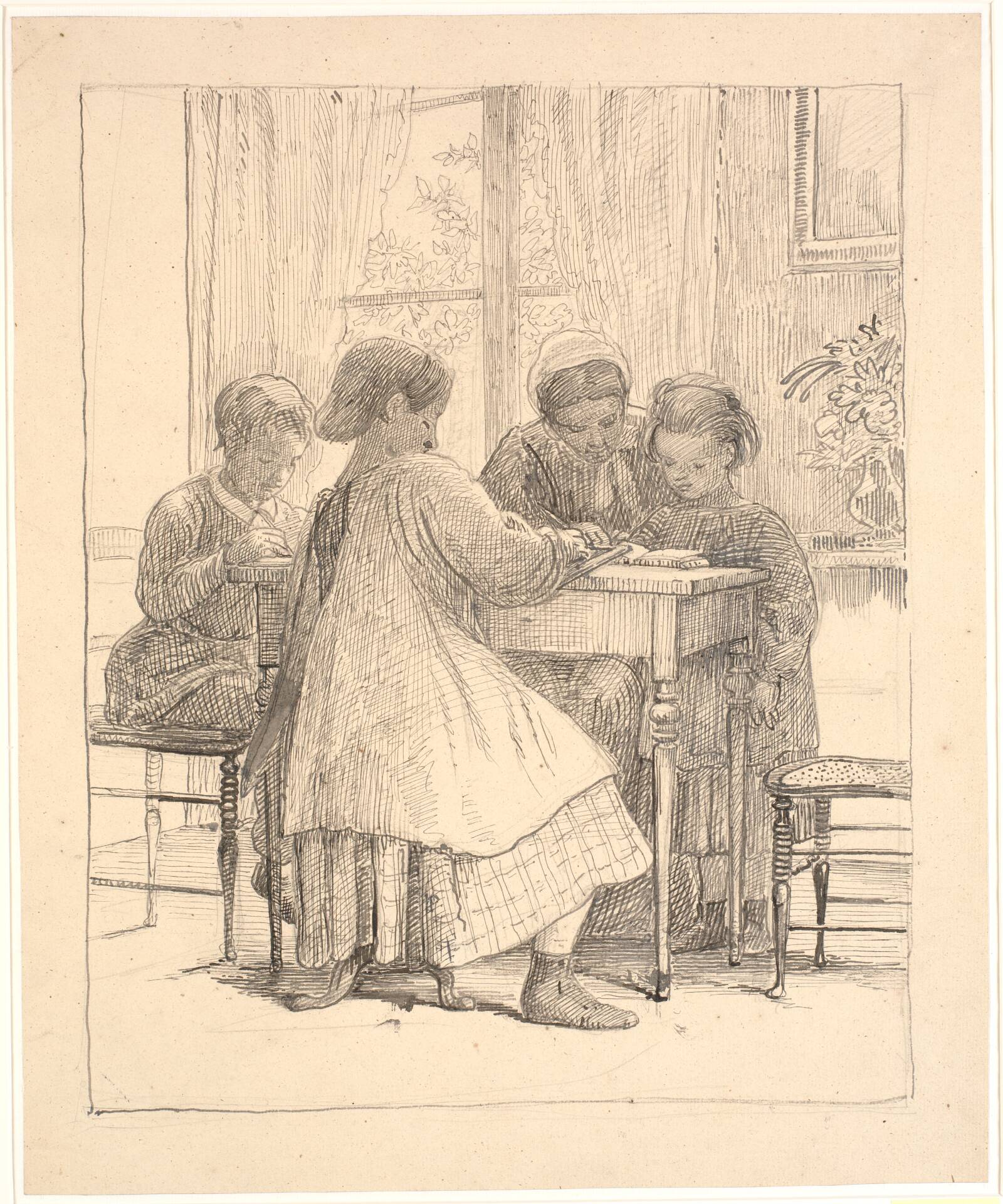 Lektielæsning, Wilhelm Marstrand, 1866