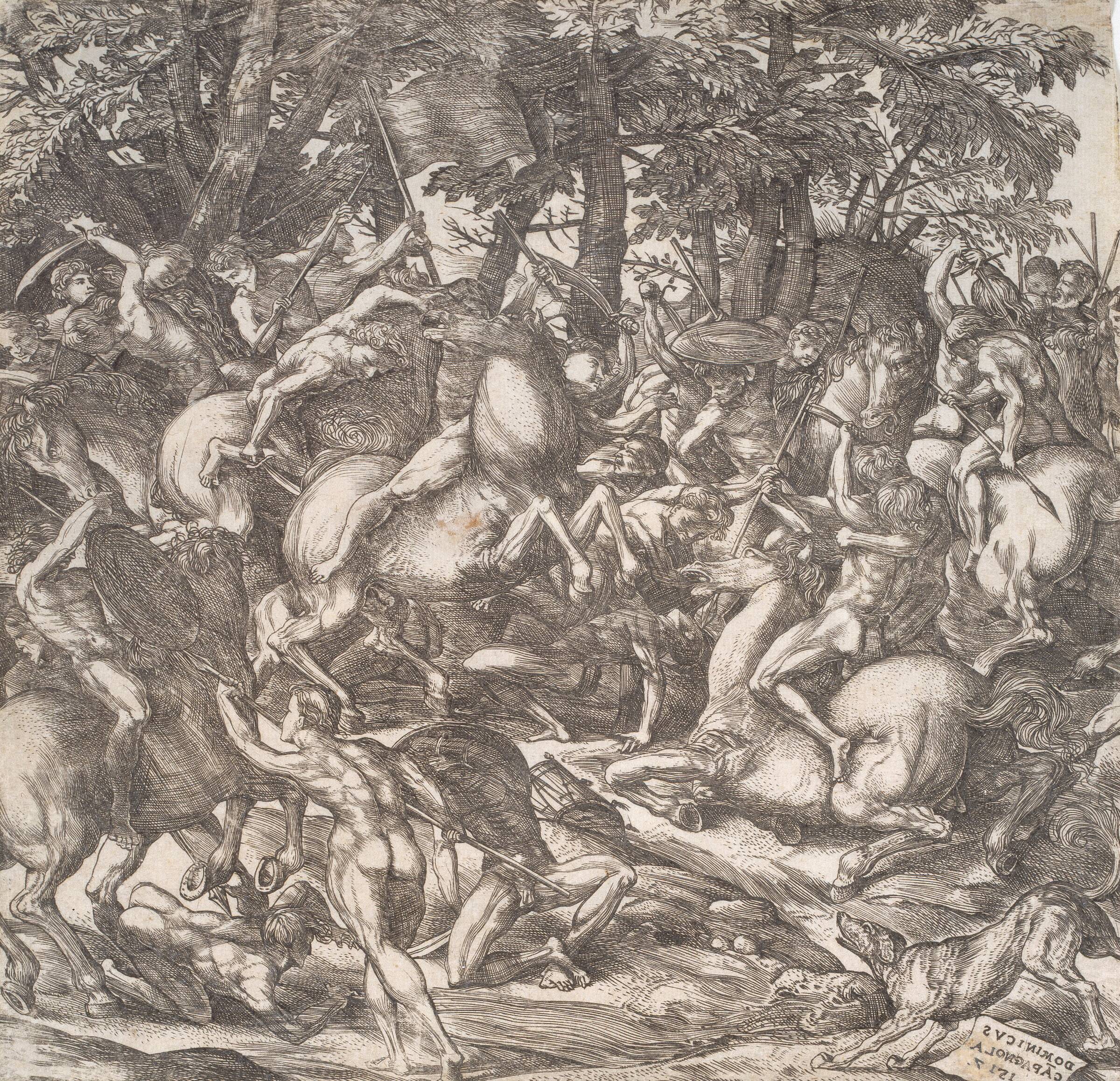 Rytterkamp, Domenico Campagnola, 1517