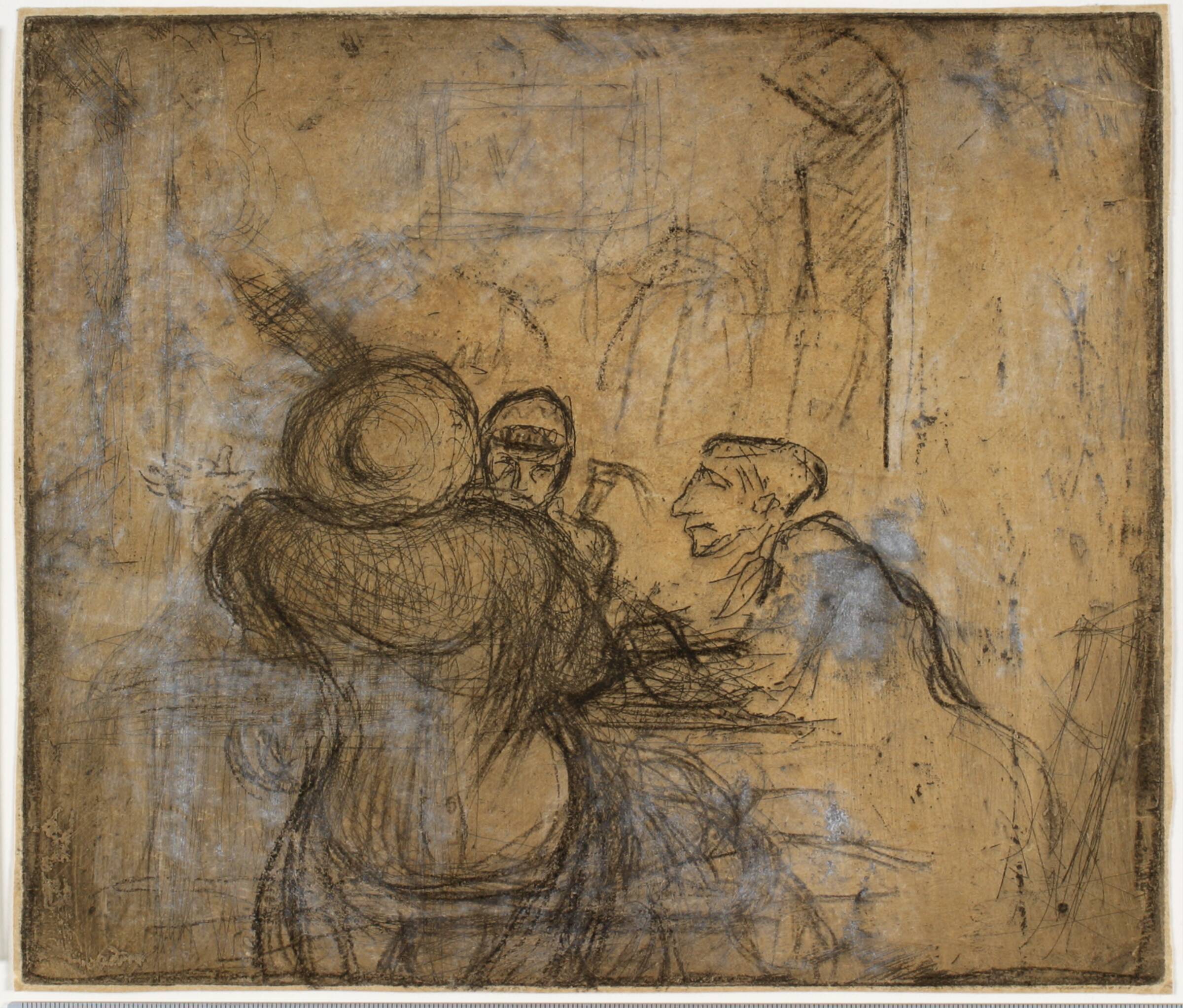 To kvinder og en mand på café, Holger J. Jensen, 1920-1929