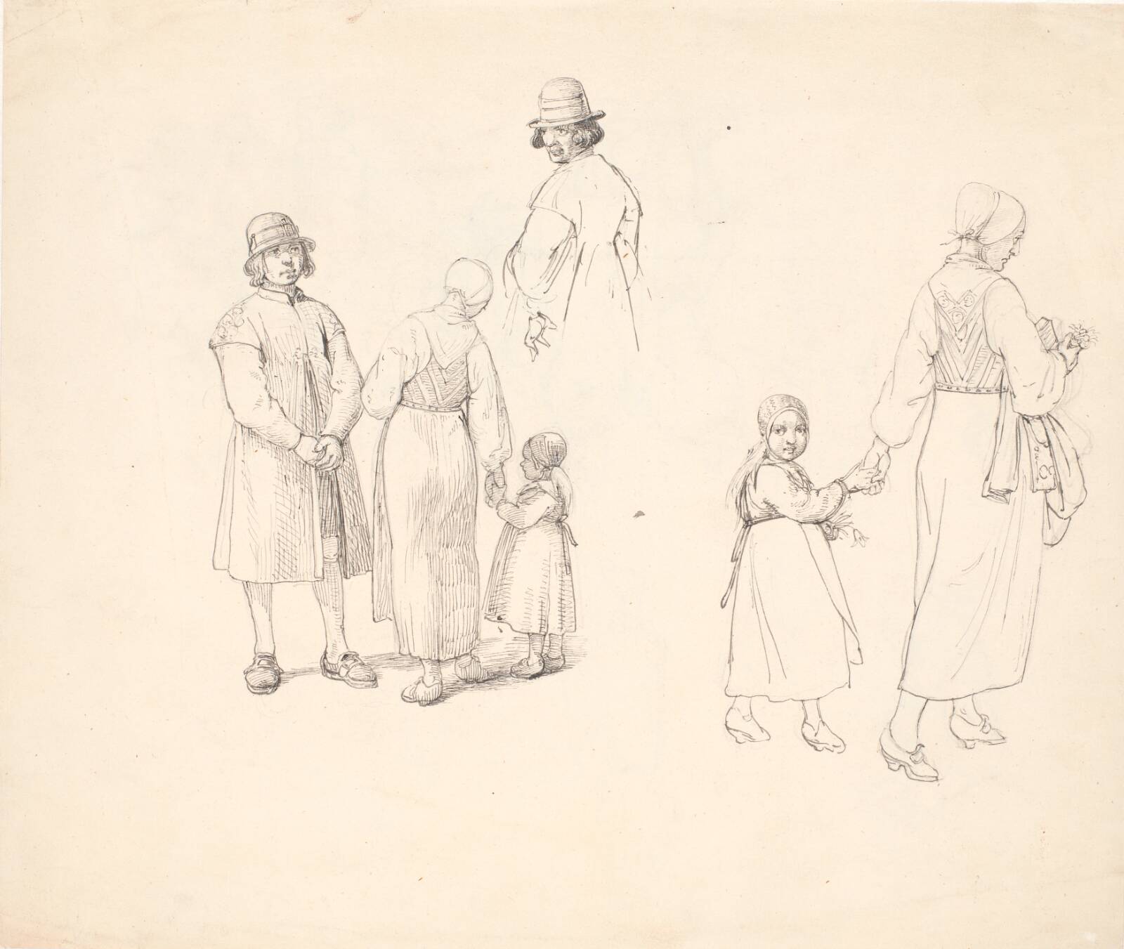 Studieblad med Dalarfolk, Wilhelm Marstrand, 1851