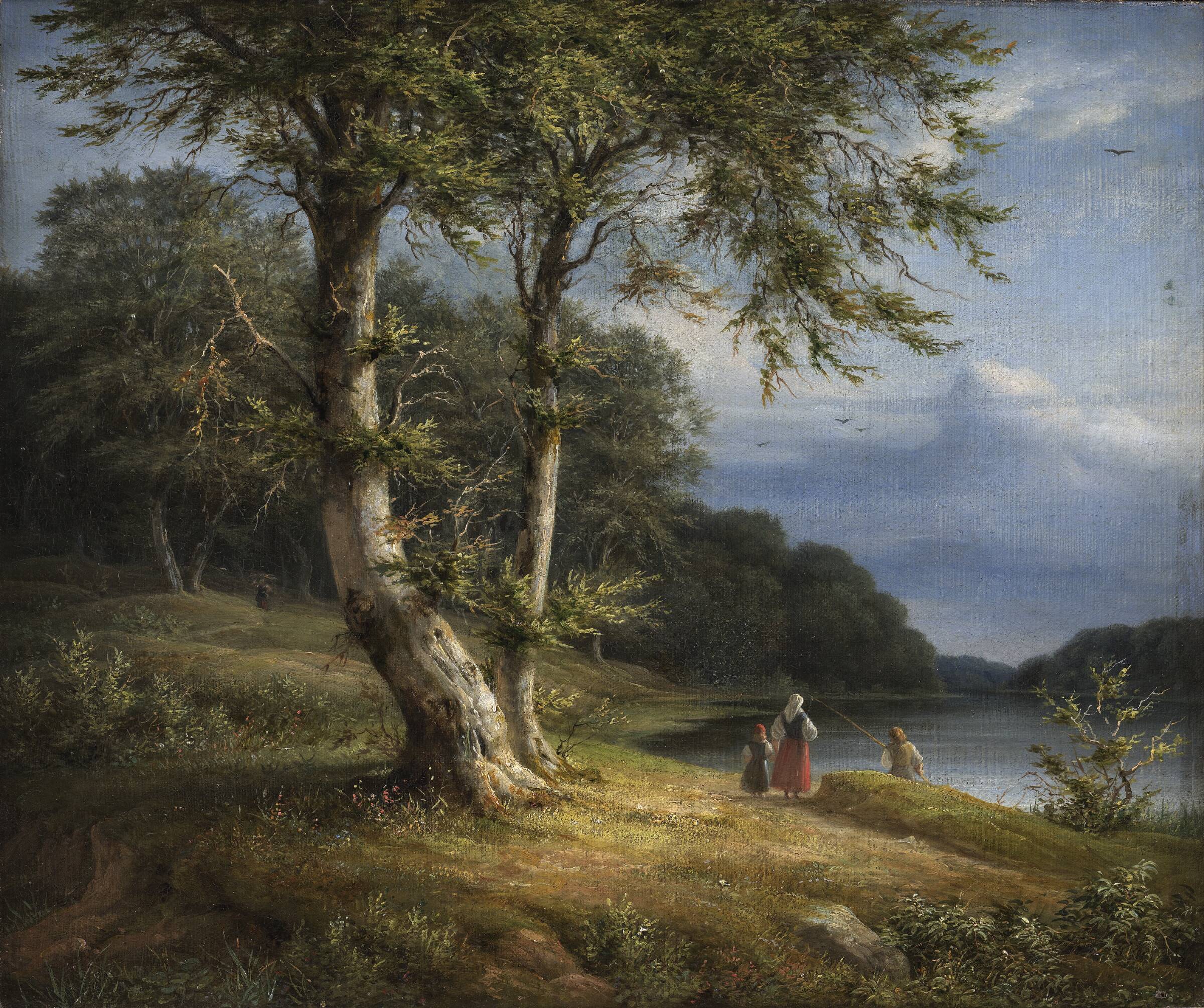 Skovlandskab ved Bagsværd Sø, J.L. Lund, 1840-1842