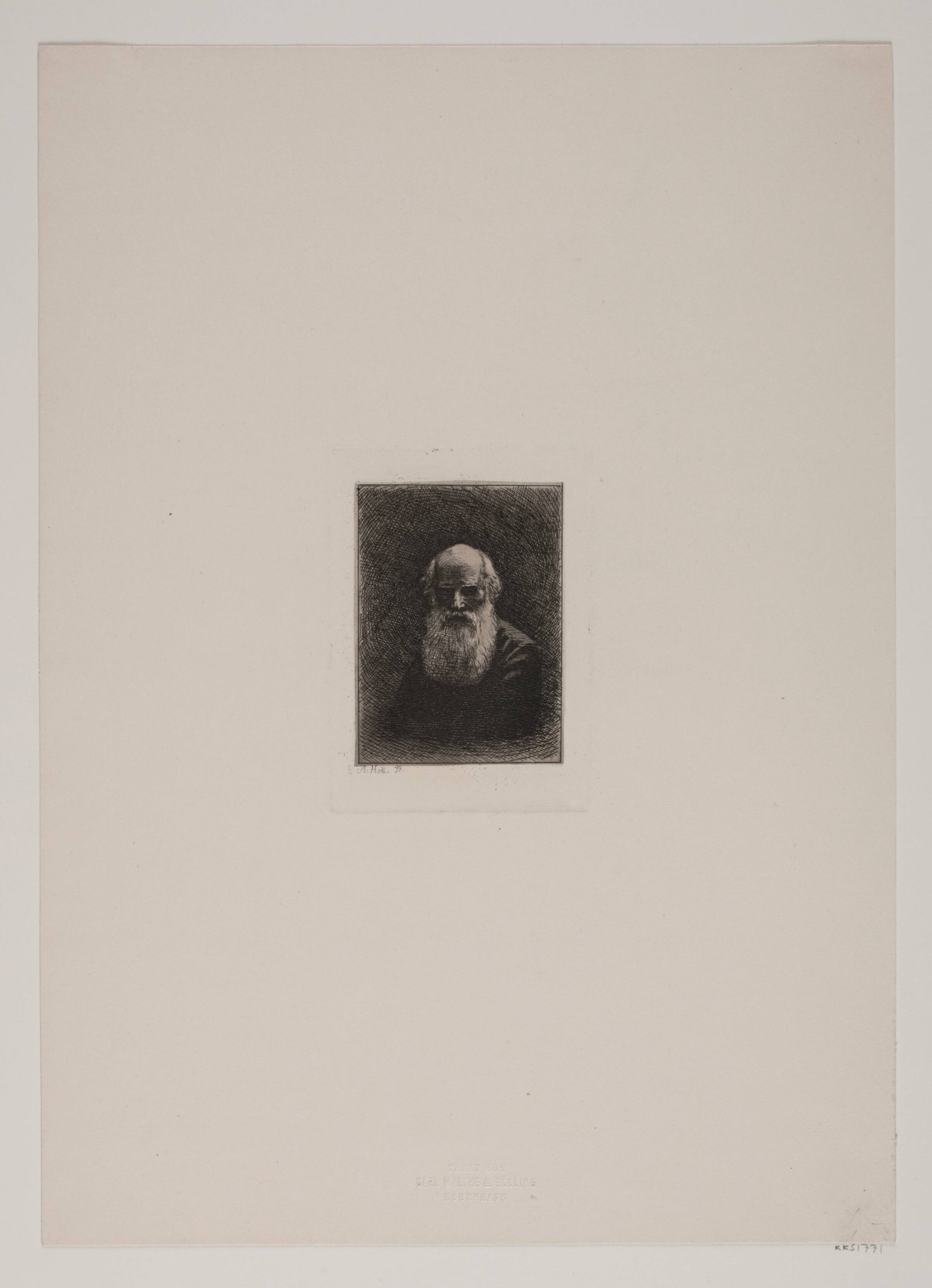 Hoved af en gammel mand med skæg, Axel Hou, 1894