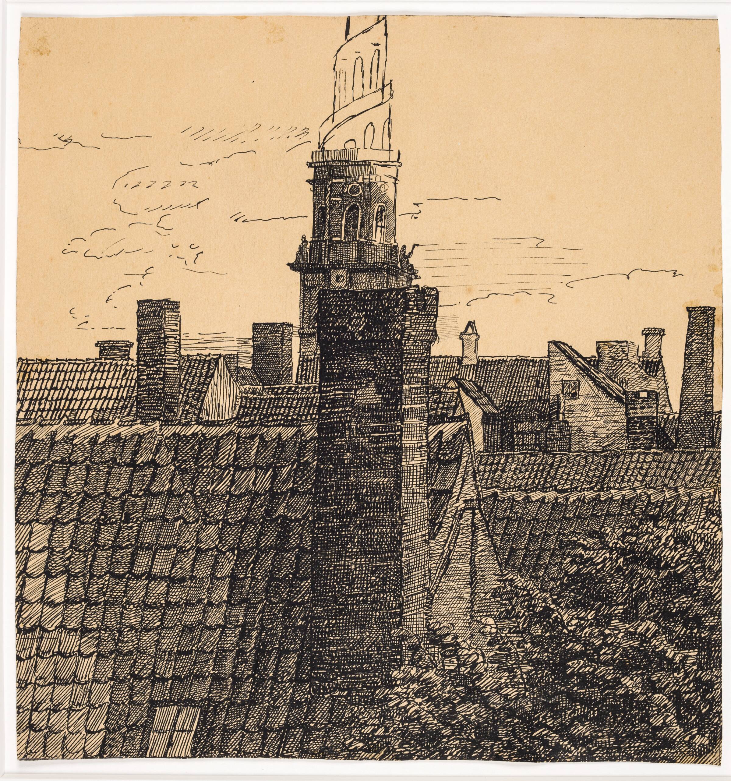 Udsigt over tage mod Frelsers Kirke, Christian Kongstad Petersen, 1899-1902