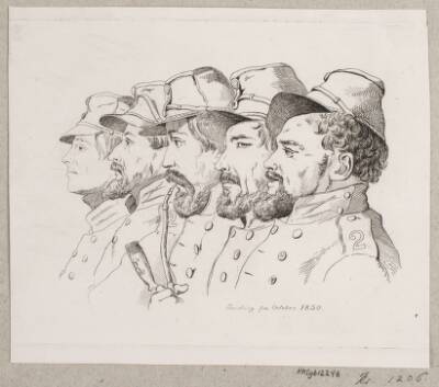 Erindring fra oktober 1850. Fem frivillige ved 2. bataillon