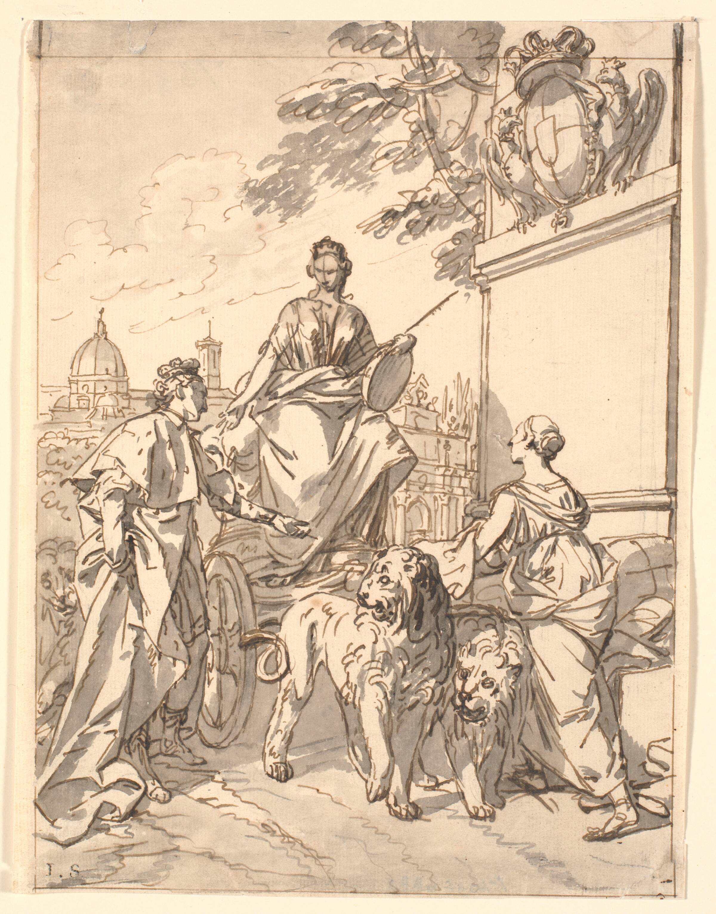 Allegorisk blad i anledning af hertug Franz III's indtog i Firenze 1739, Marcus Tuscher, 1739-1751