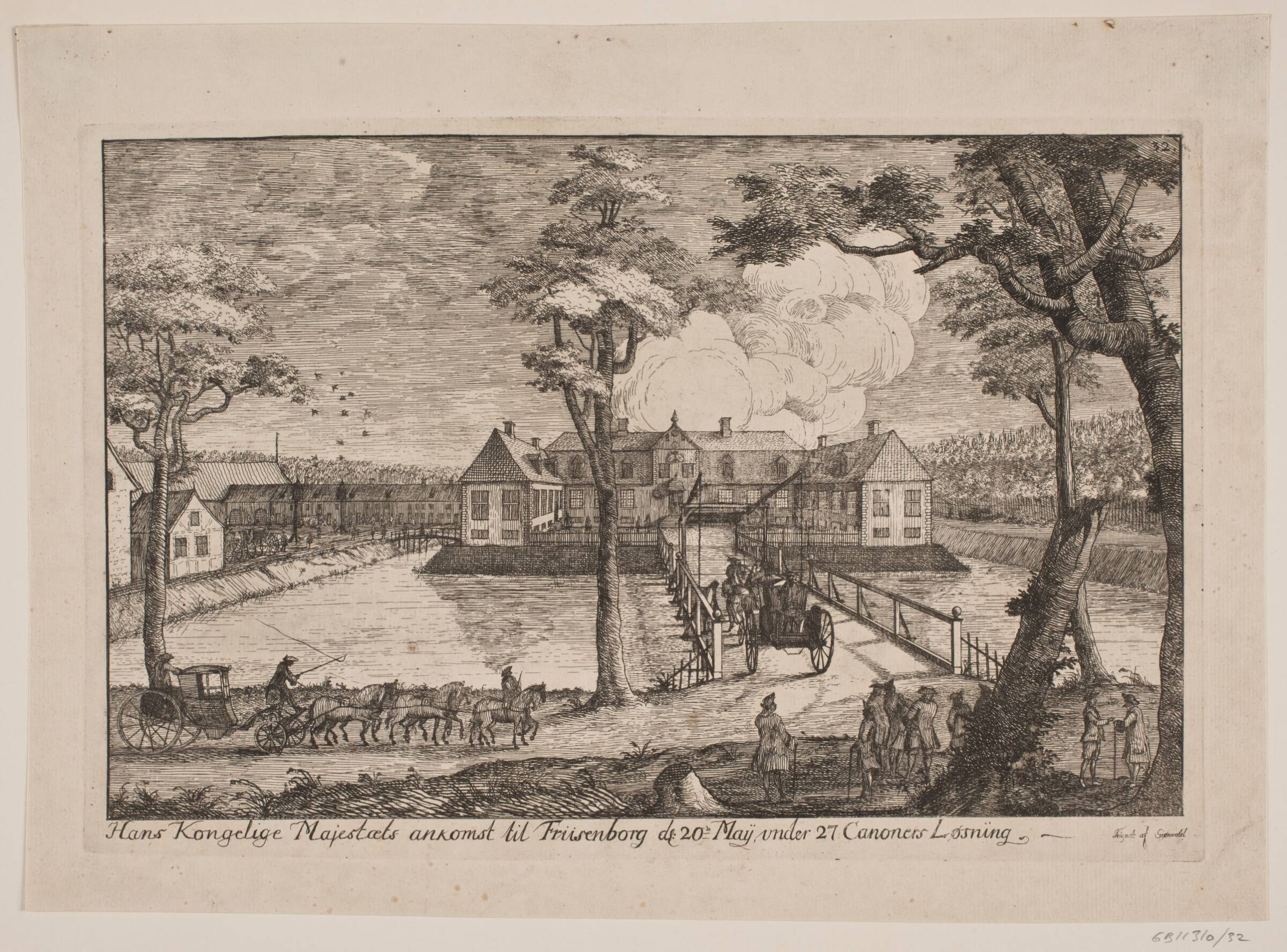 Frederik V's ankomst til Frijsenborg, Poul Isac Grønvold, 1749