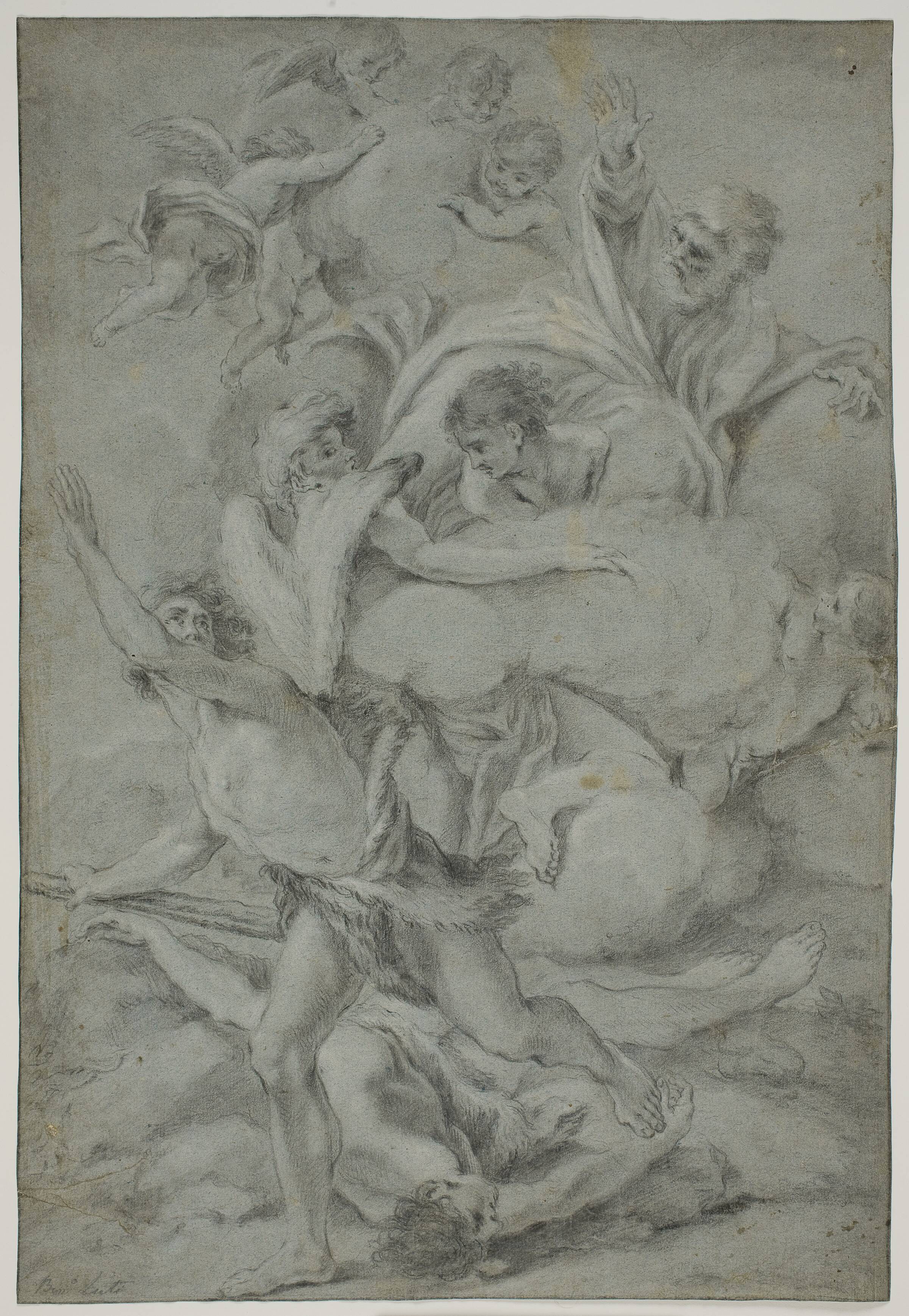 Gud forbander Kain efter mordet på Abel, Benedetto Luti, 1666-1724