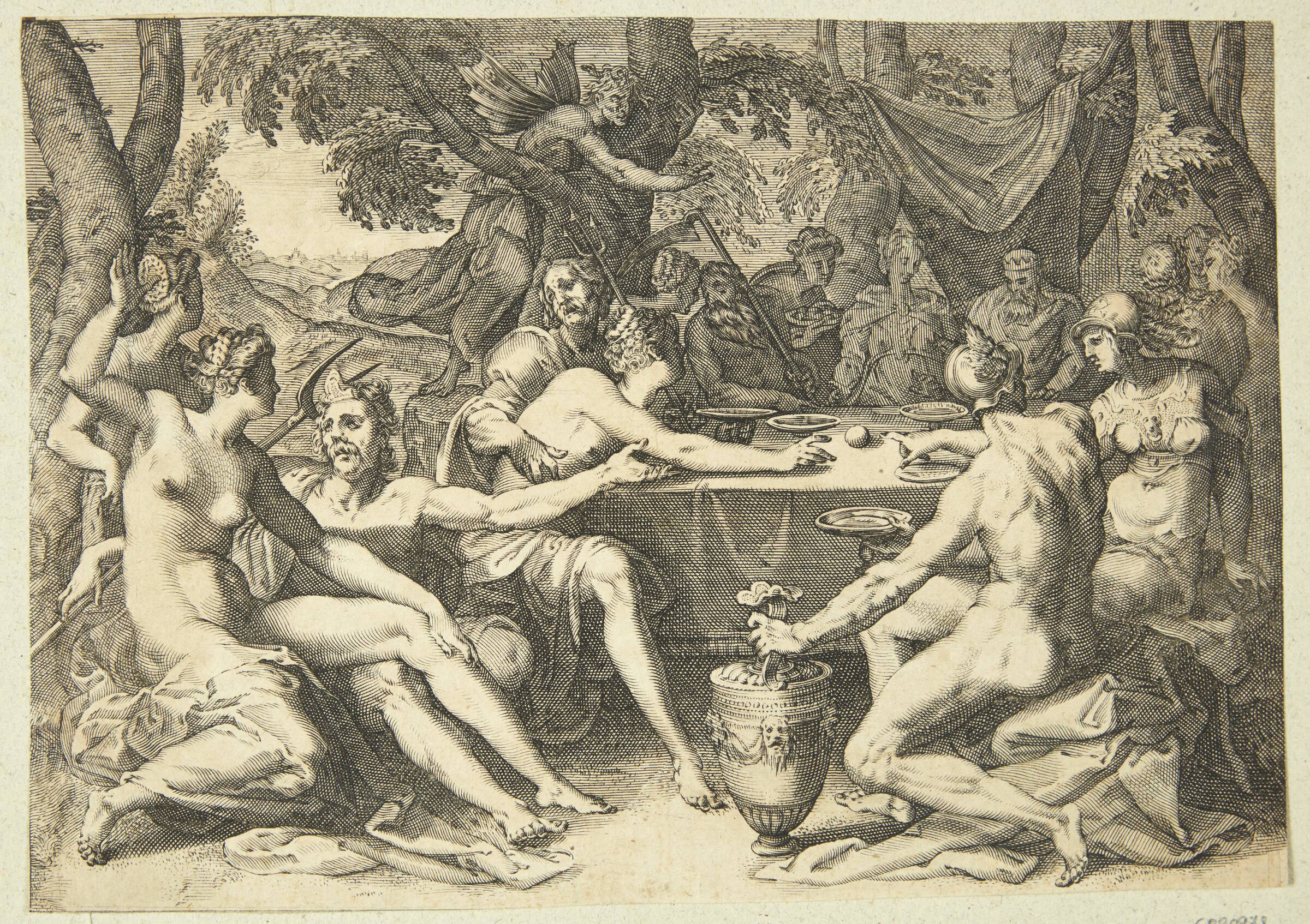 Peleus og Thetis' bryllup, Nicolaes Jansz. Clock, 1587-1591