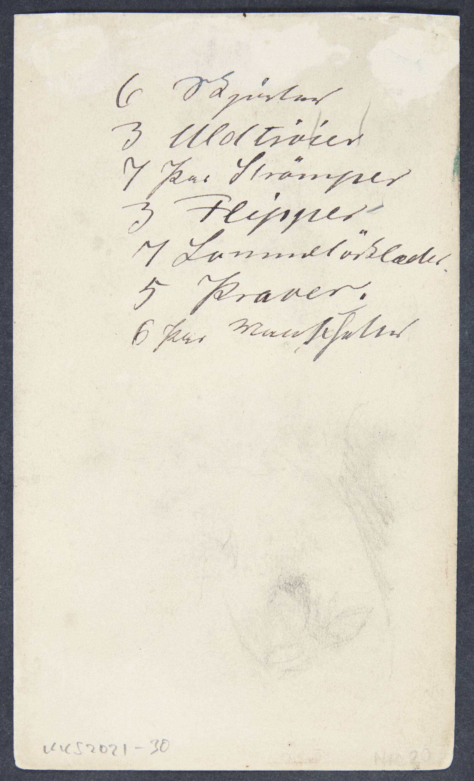 Liste over tøj, udvisket ansigt, Albert Gottschalk, 1866-1906