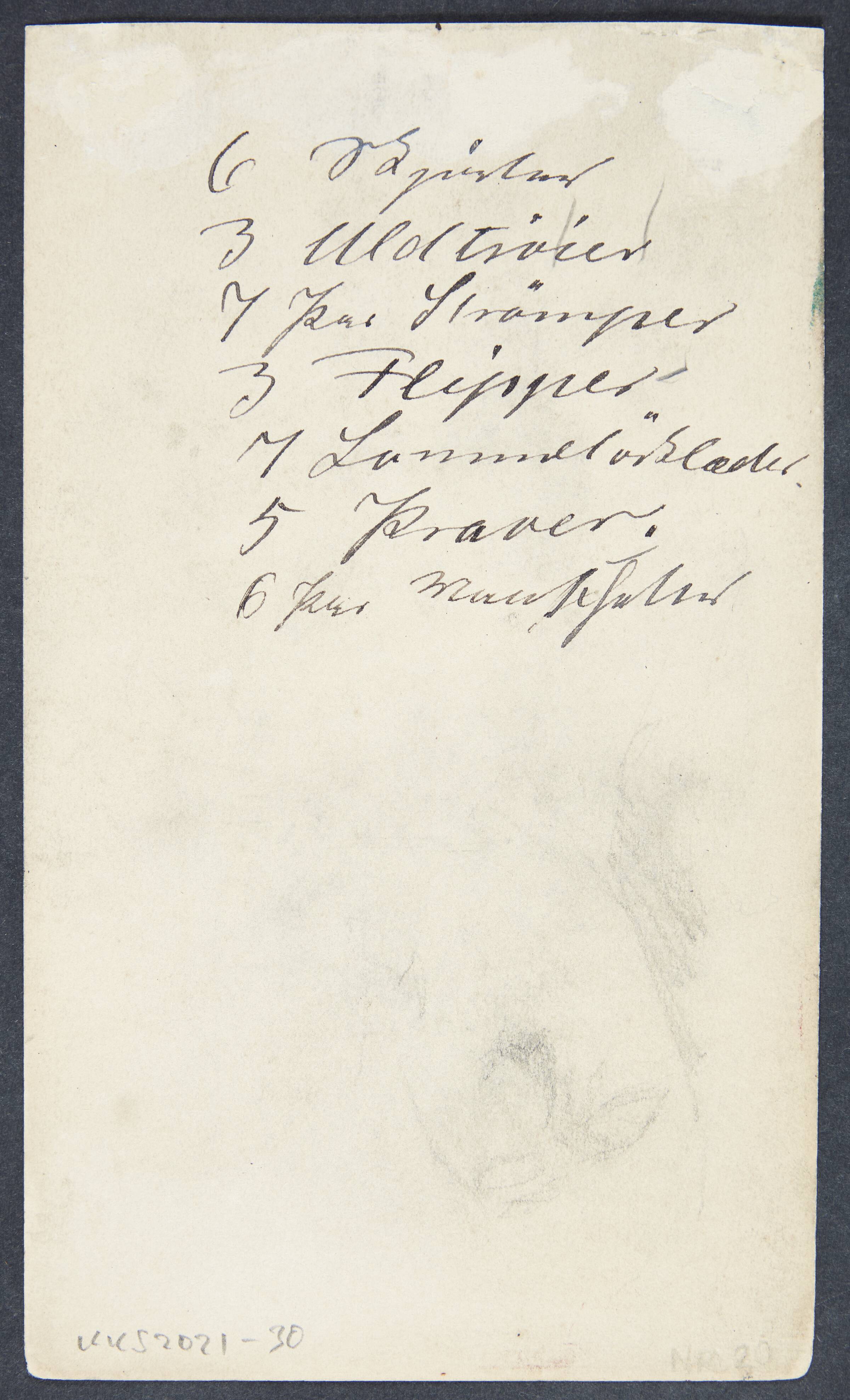 Liste over tøj, udvisket ansigt, Albert Gottschalk, 1866-1906