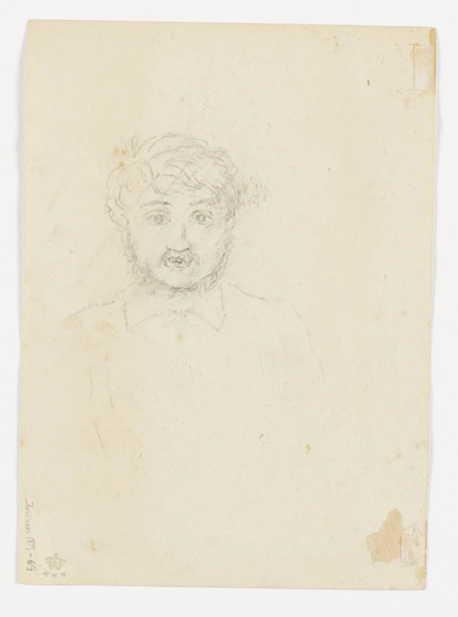 Overstreget mandshoved, Christen Købke, 1800-1849