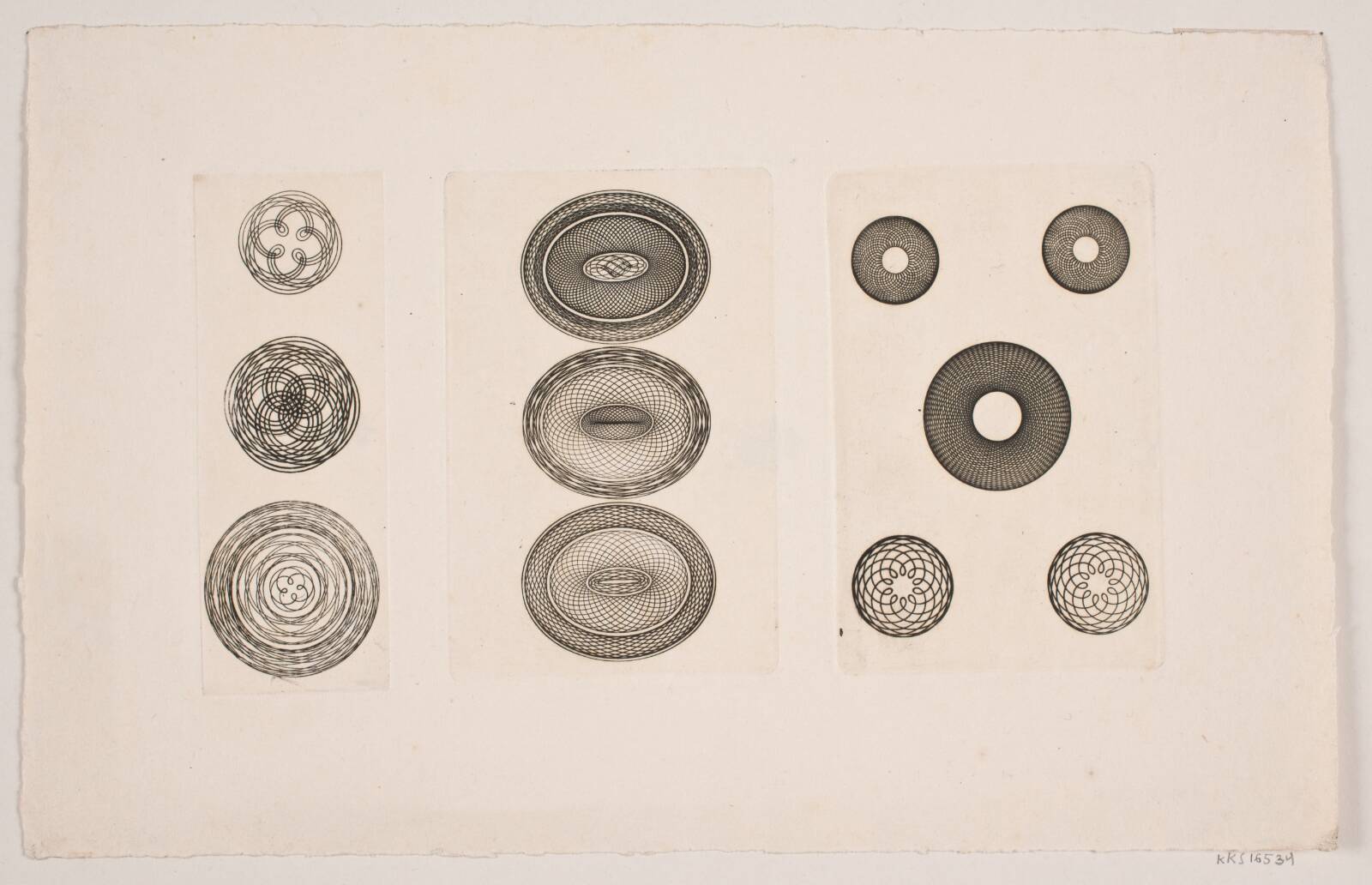 Prøver af Winstrups liniérmaskine, O. Winstrup, 1800-1849