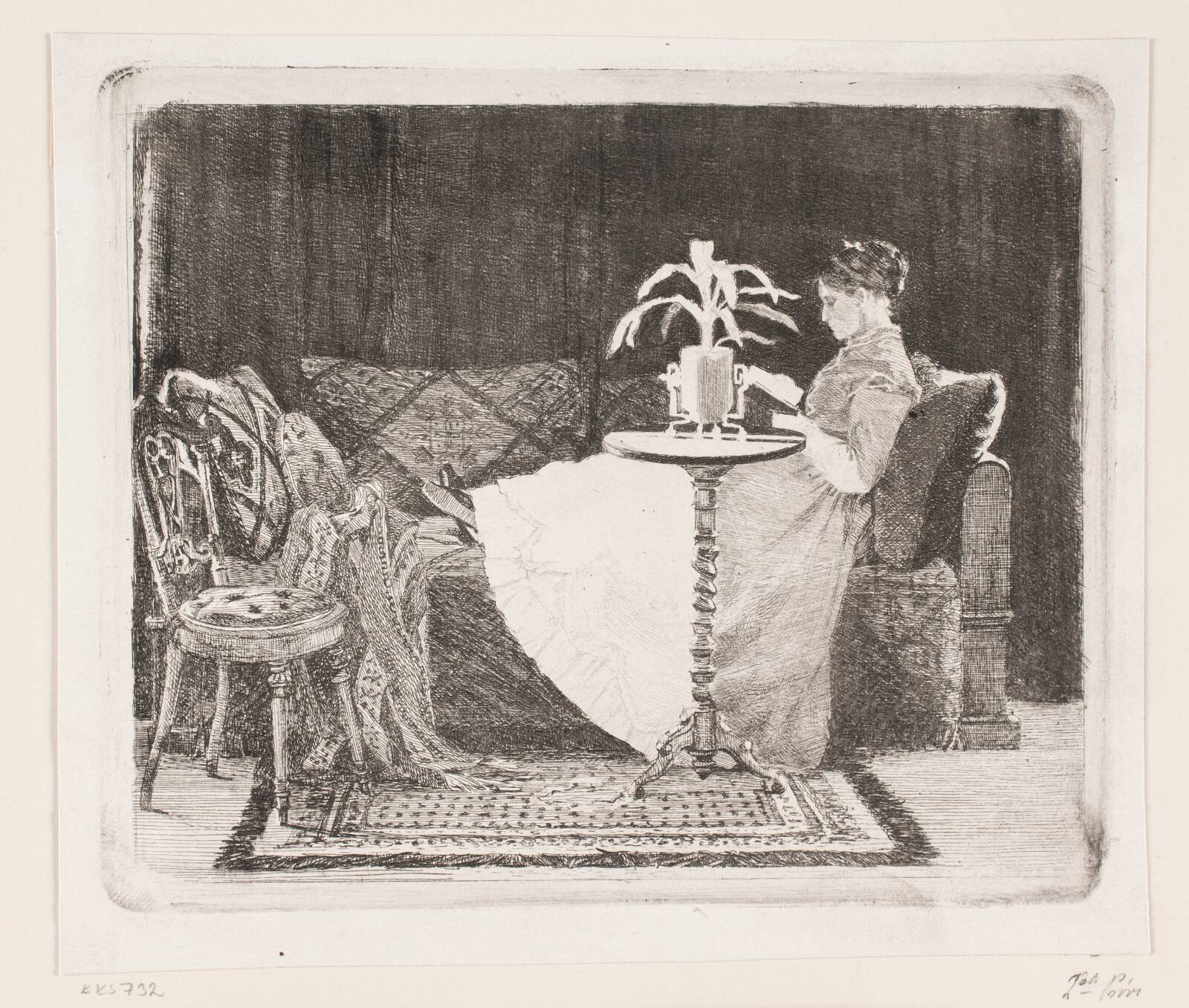 Læsende dame, Carl Bloch, 1882