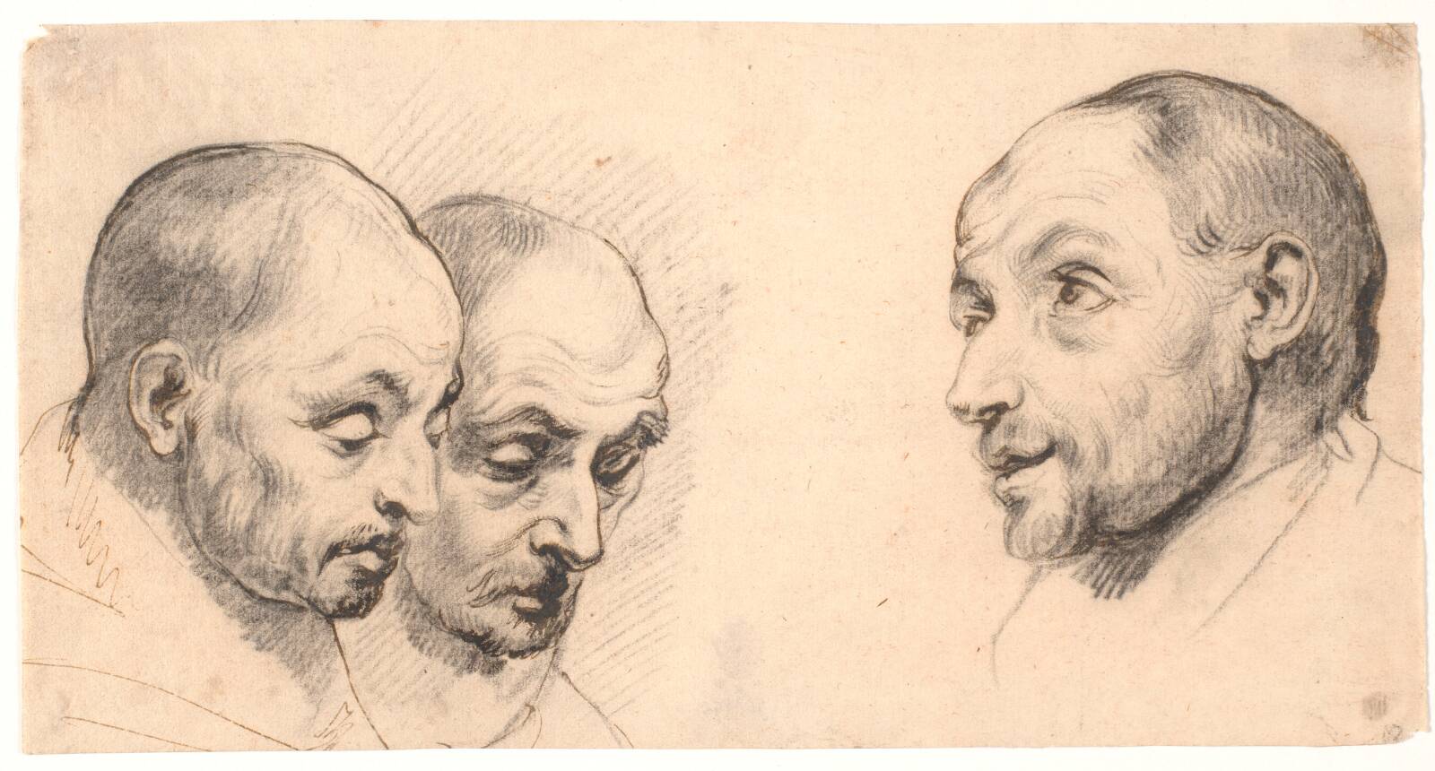 Tre mandshoveder, Ubekendt, 1600-1699