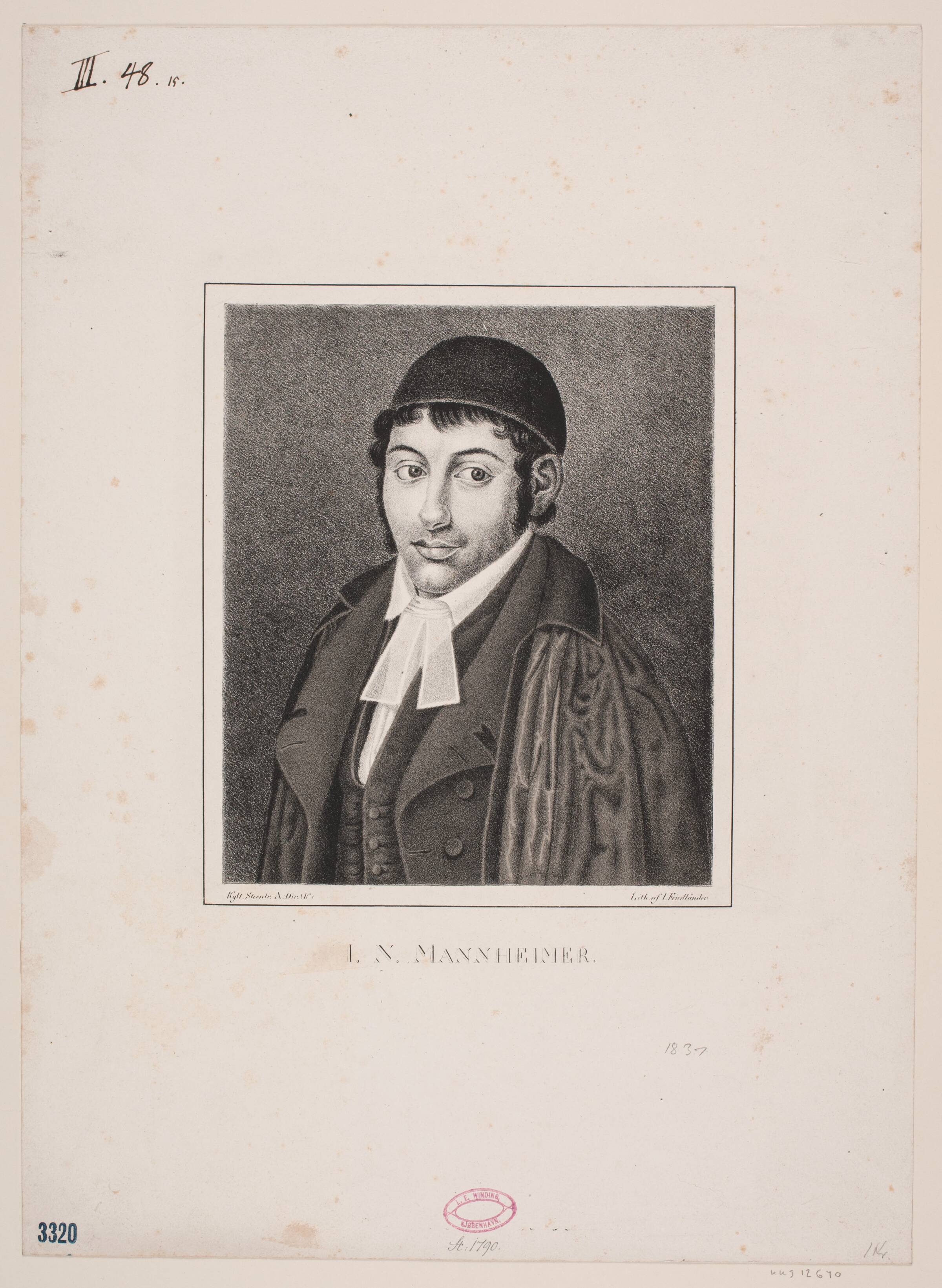 Rabbiner I.N. Mannheimer, Julius Friedlænder, 1837