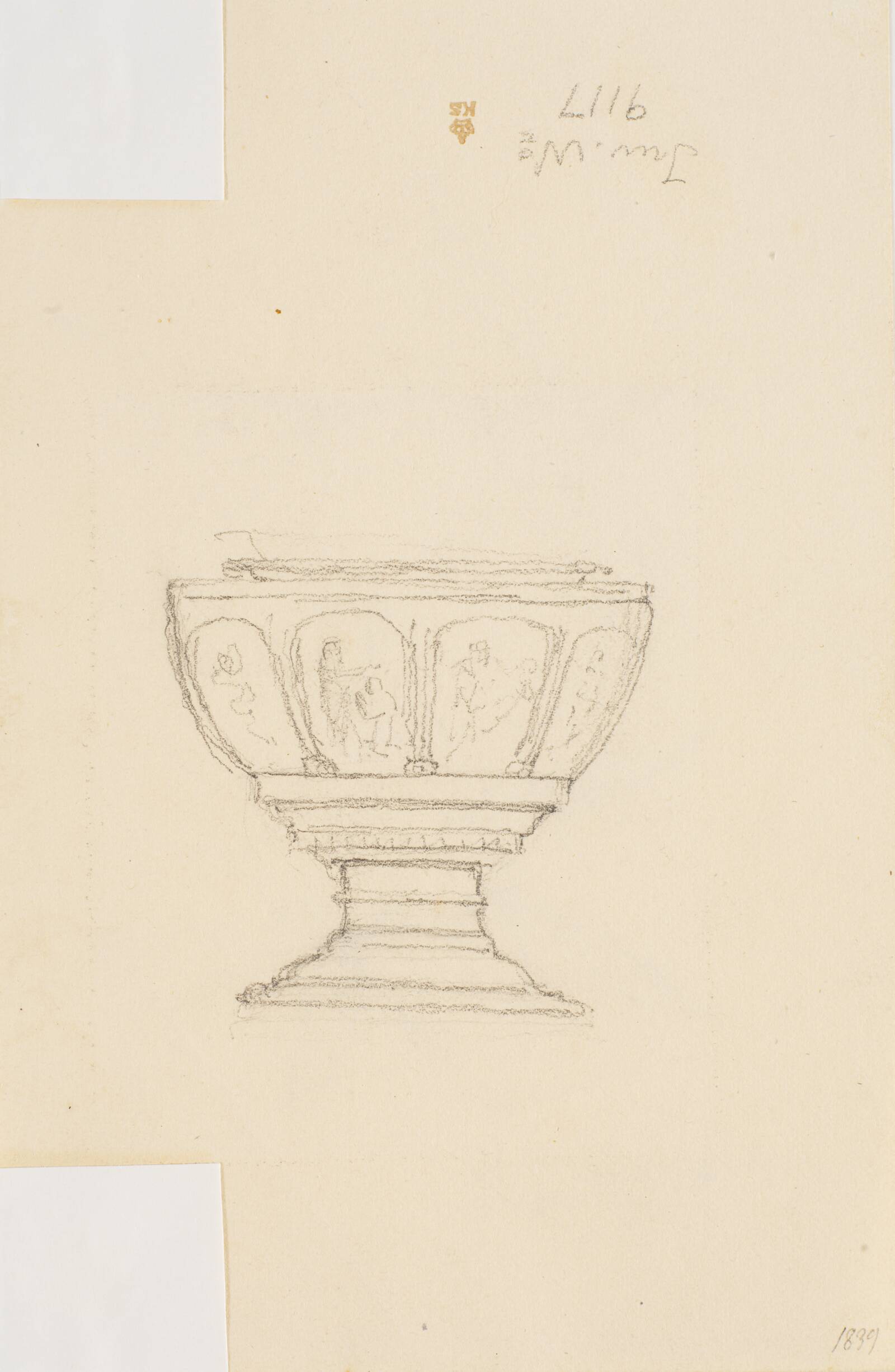 En døbefont, Christen Købke, 1838-1839