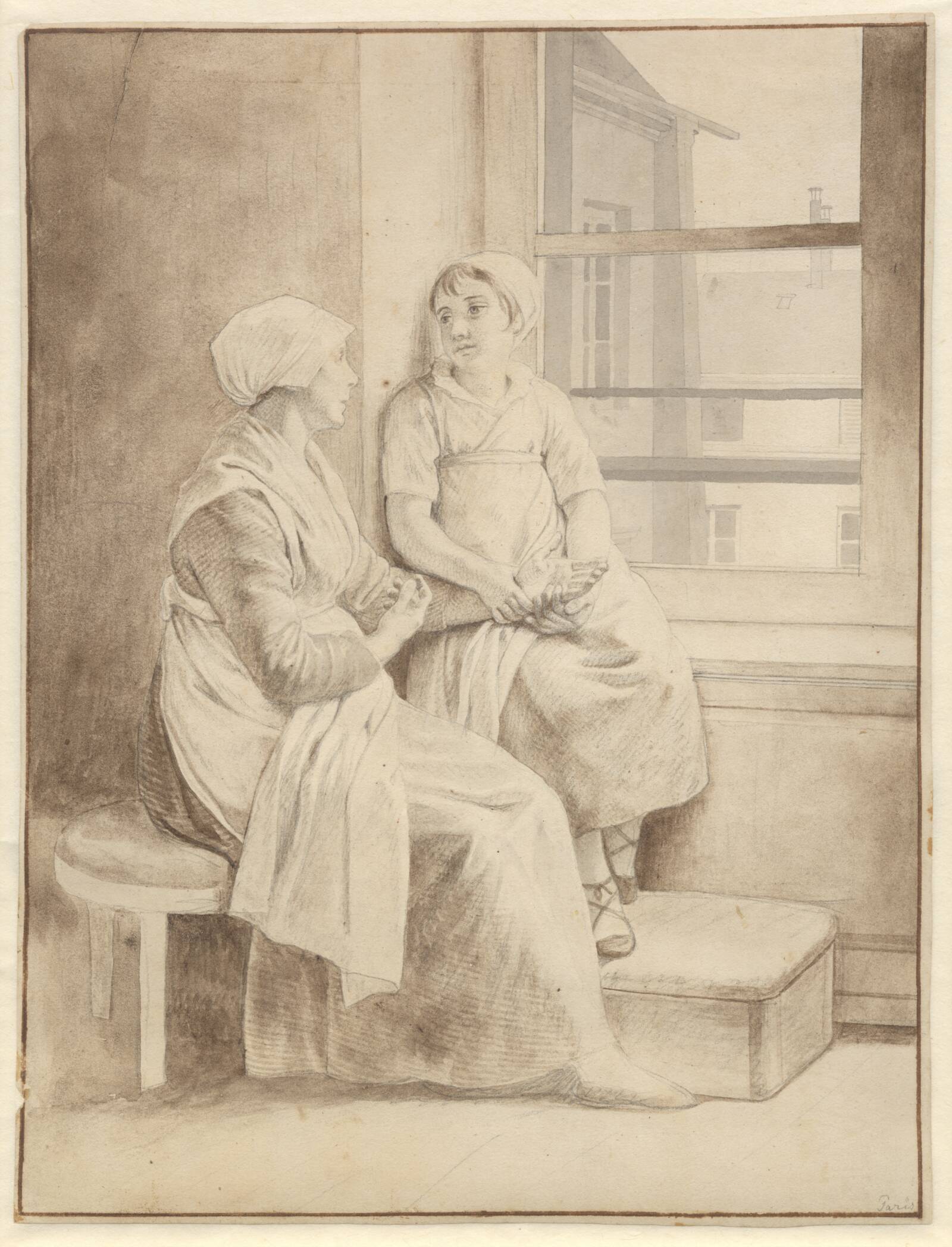 Mor og datter - Eckersbergs værtinde i Paris (?), C.W. Eckersberg, 1811-1813