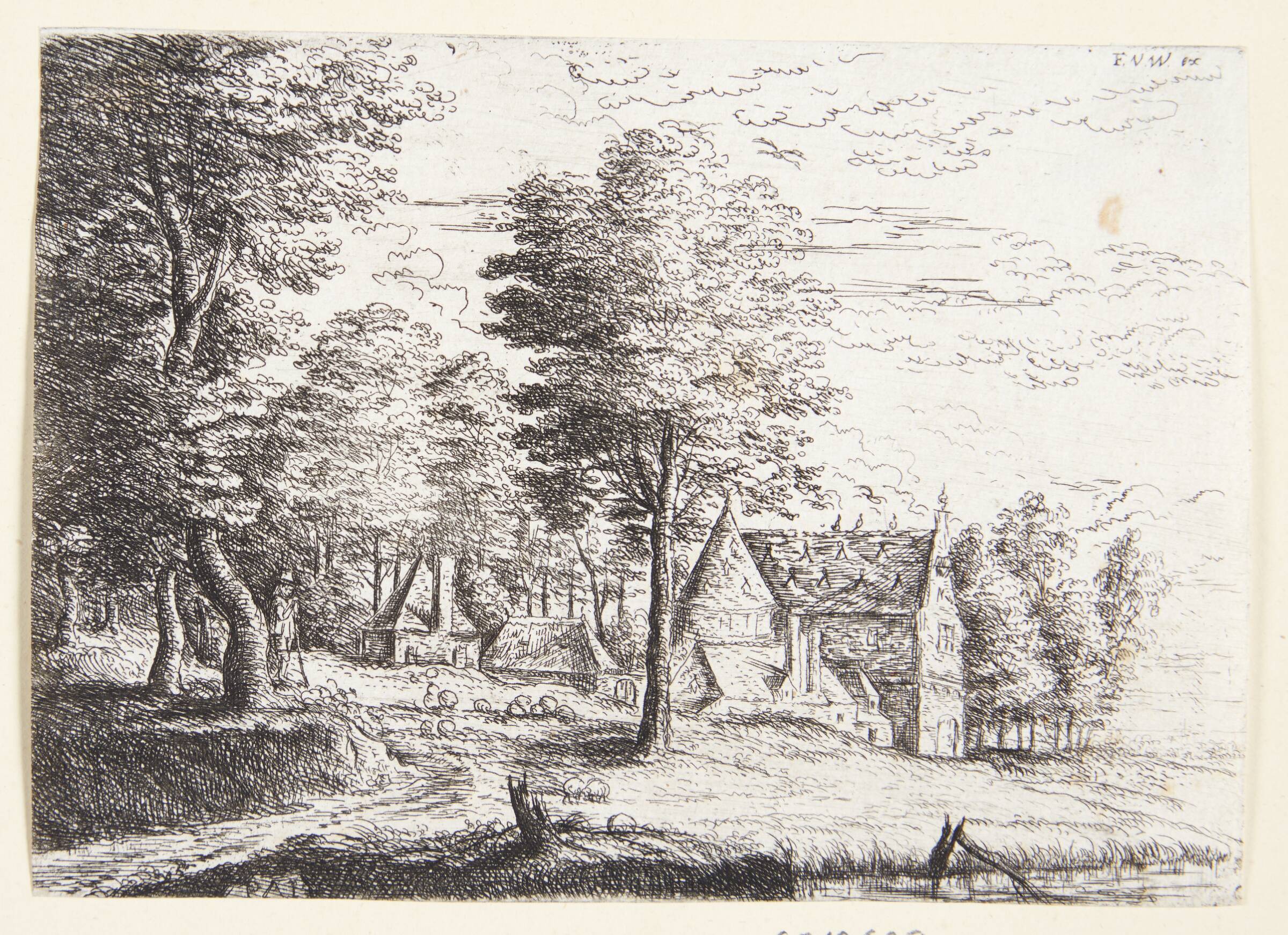 Landskab med en fårehyrde og hans flok, Philips Augustijn Immenraet, 1627-1679