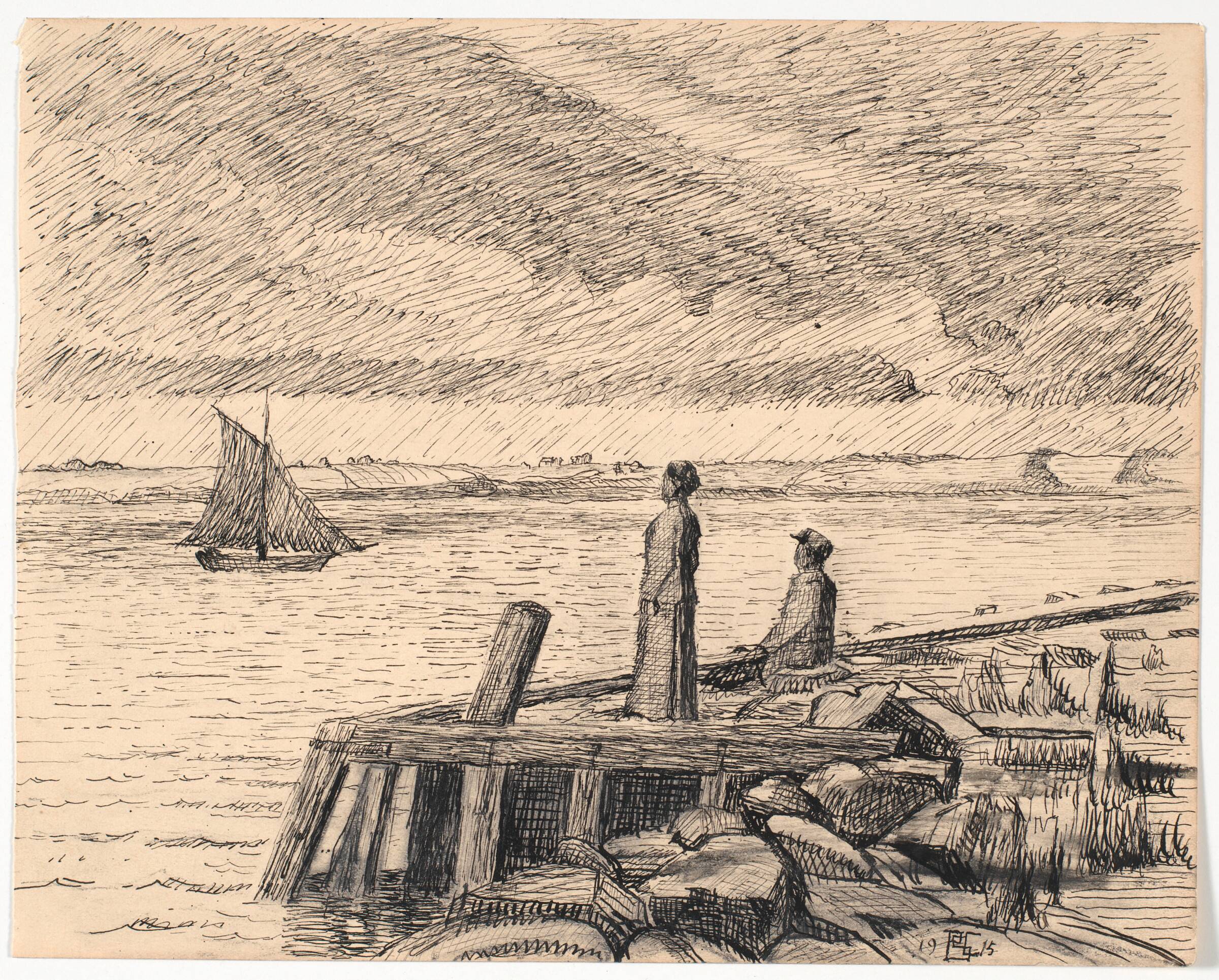 Molen ved Dyrnæs. Gråvejr, Poul S. Christiansen, 1915