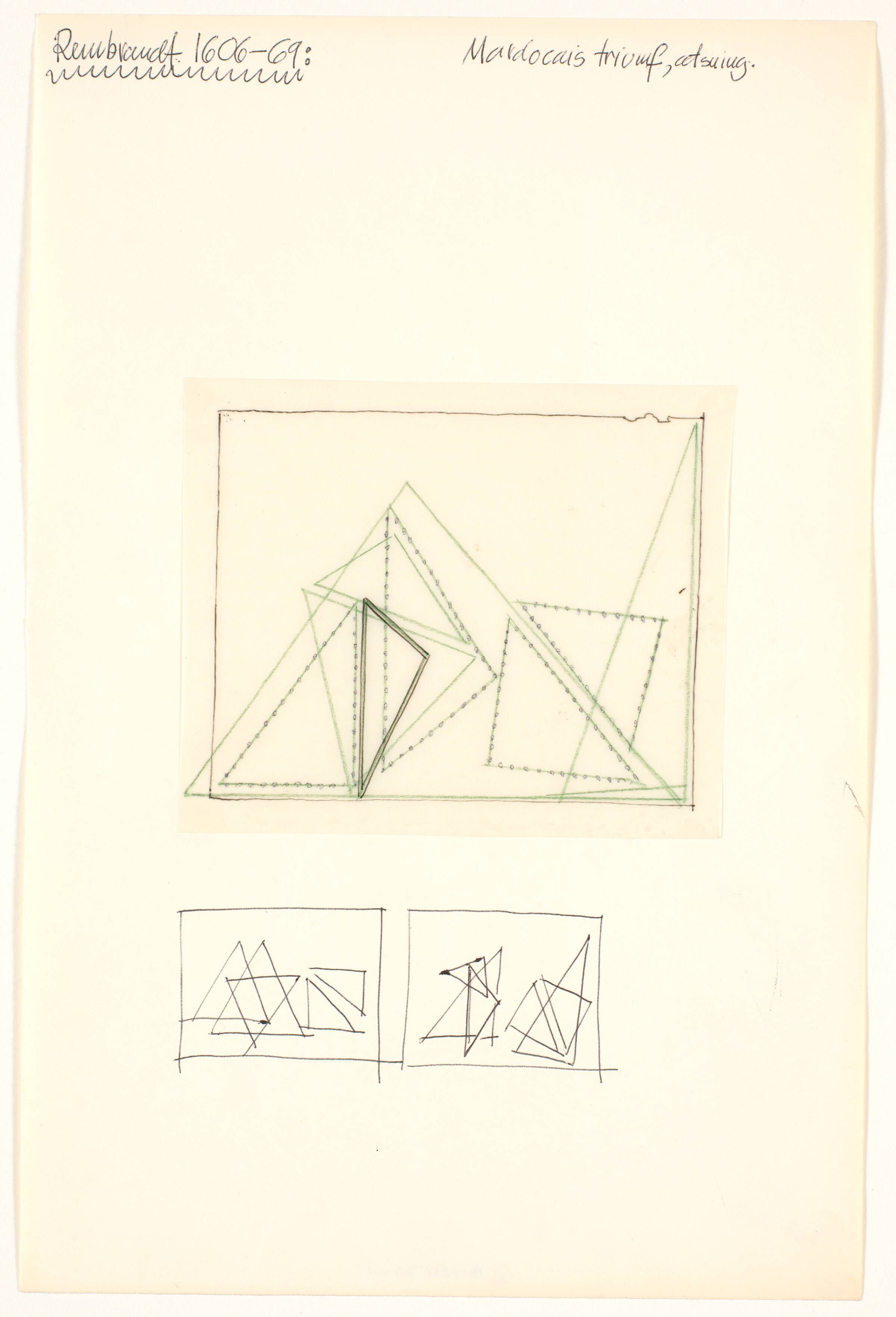 Kompositionsstudier af Rembrandts radering "Mordekais triumf", Palle Nielsen, 1935-1979