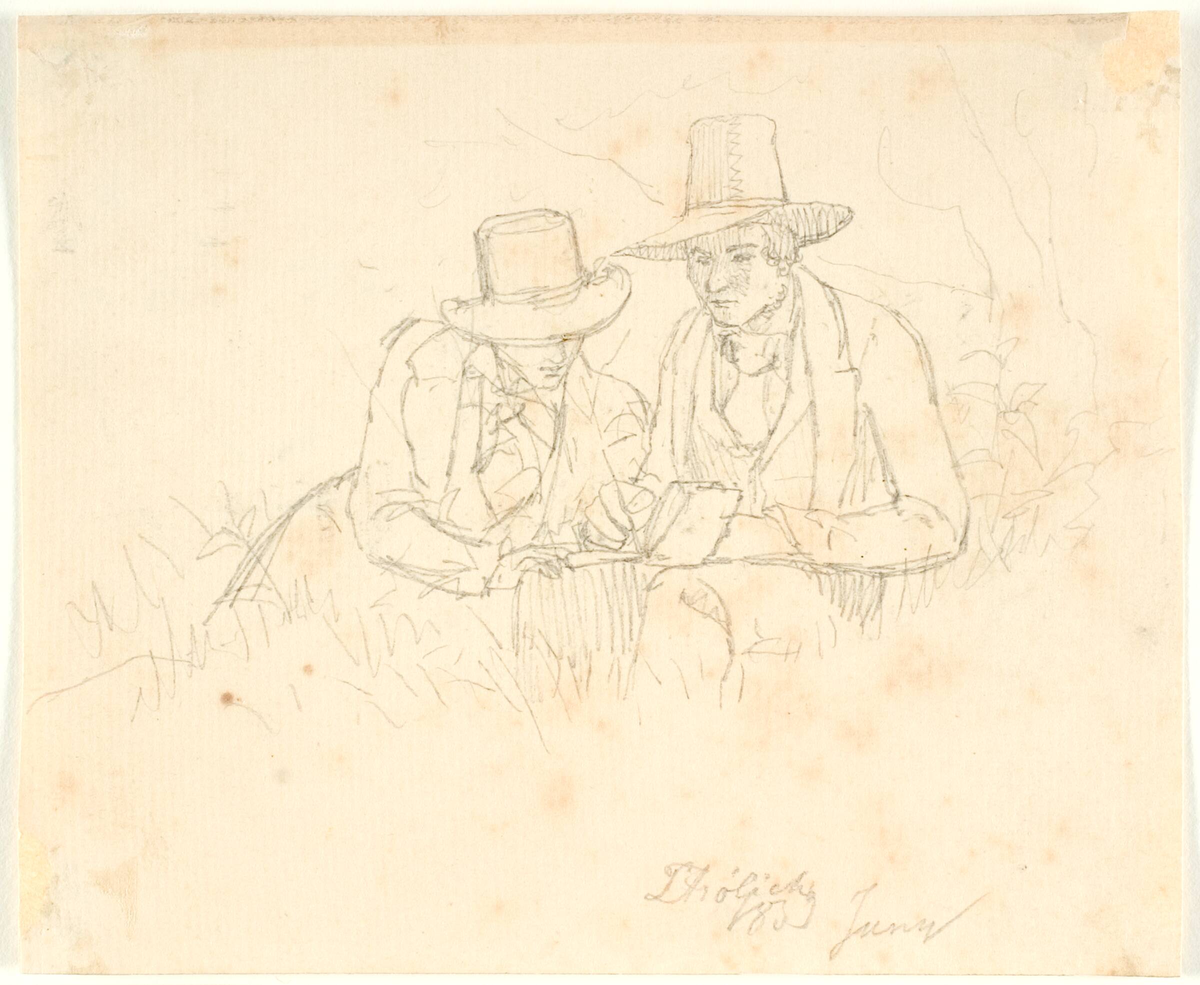 To unge kunstnere i det frie, Lorenz Frølich, 1839
